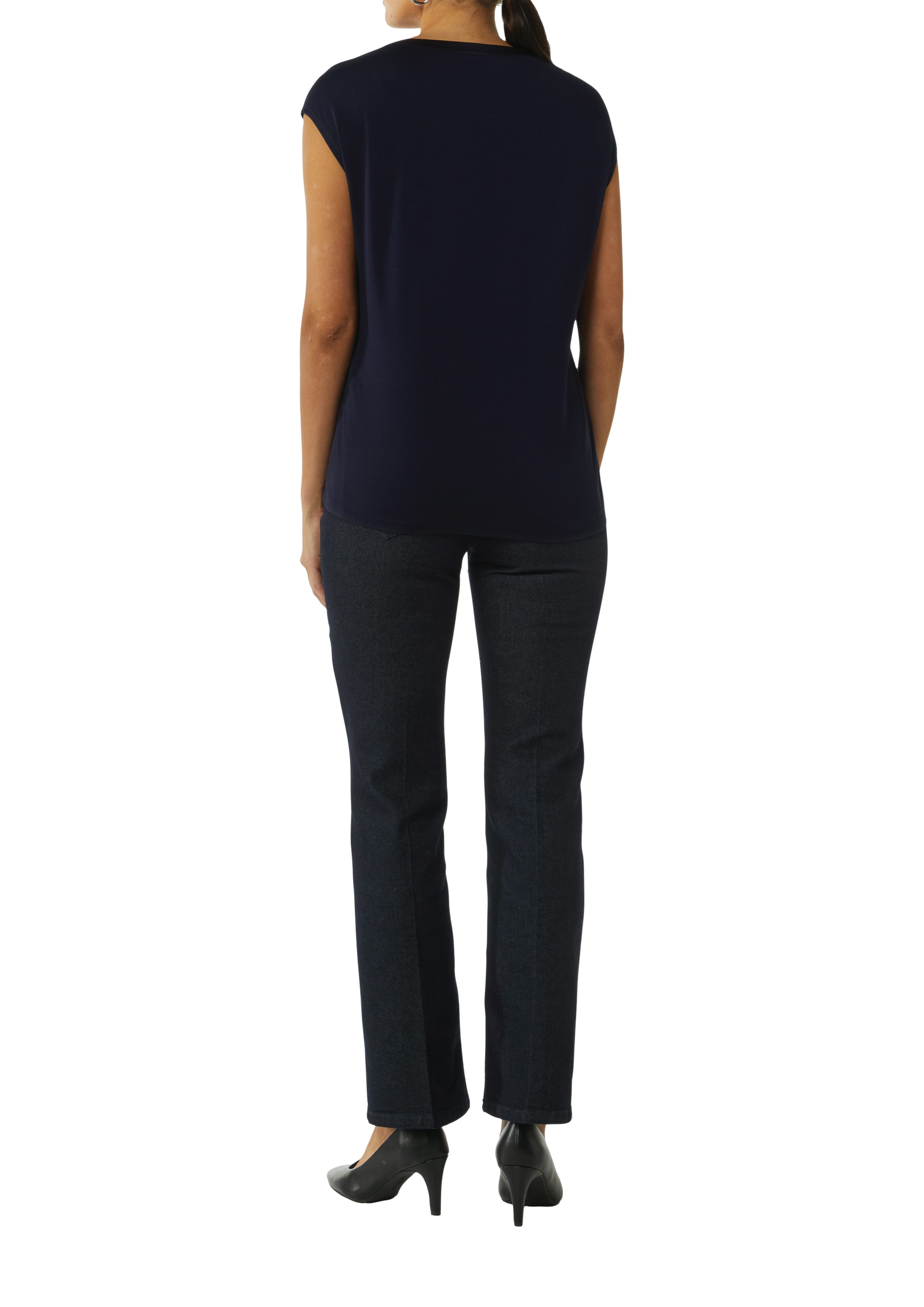 comma Blusenshirt mit geschlitztem Rundhals, Satin-Optik