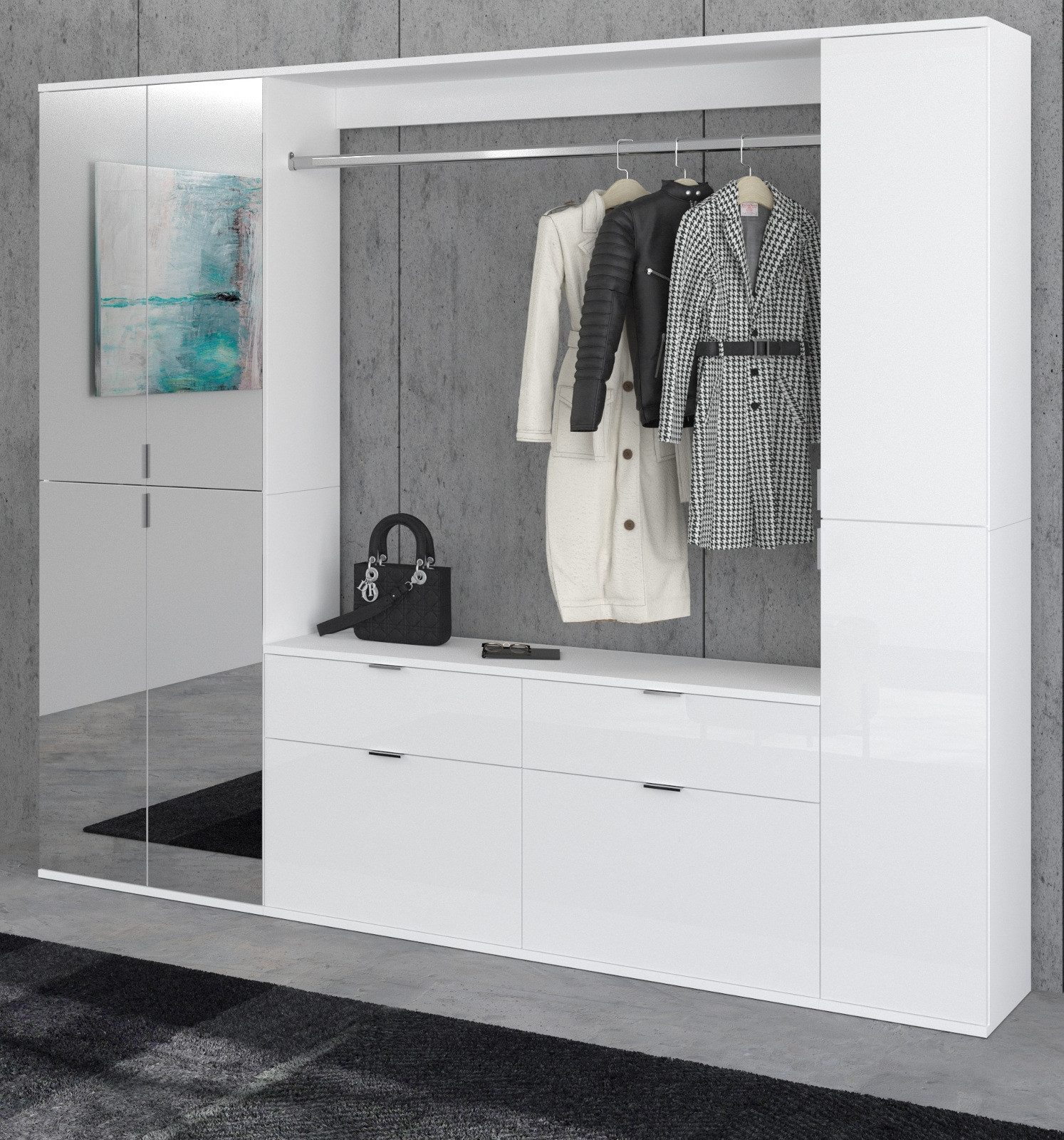 Inn.Furn Garderoben-Set SystemX, (Garderobe und Schuhschrank, weiß Hochglan günstig online kaufen