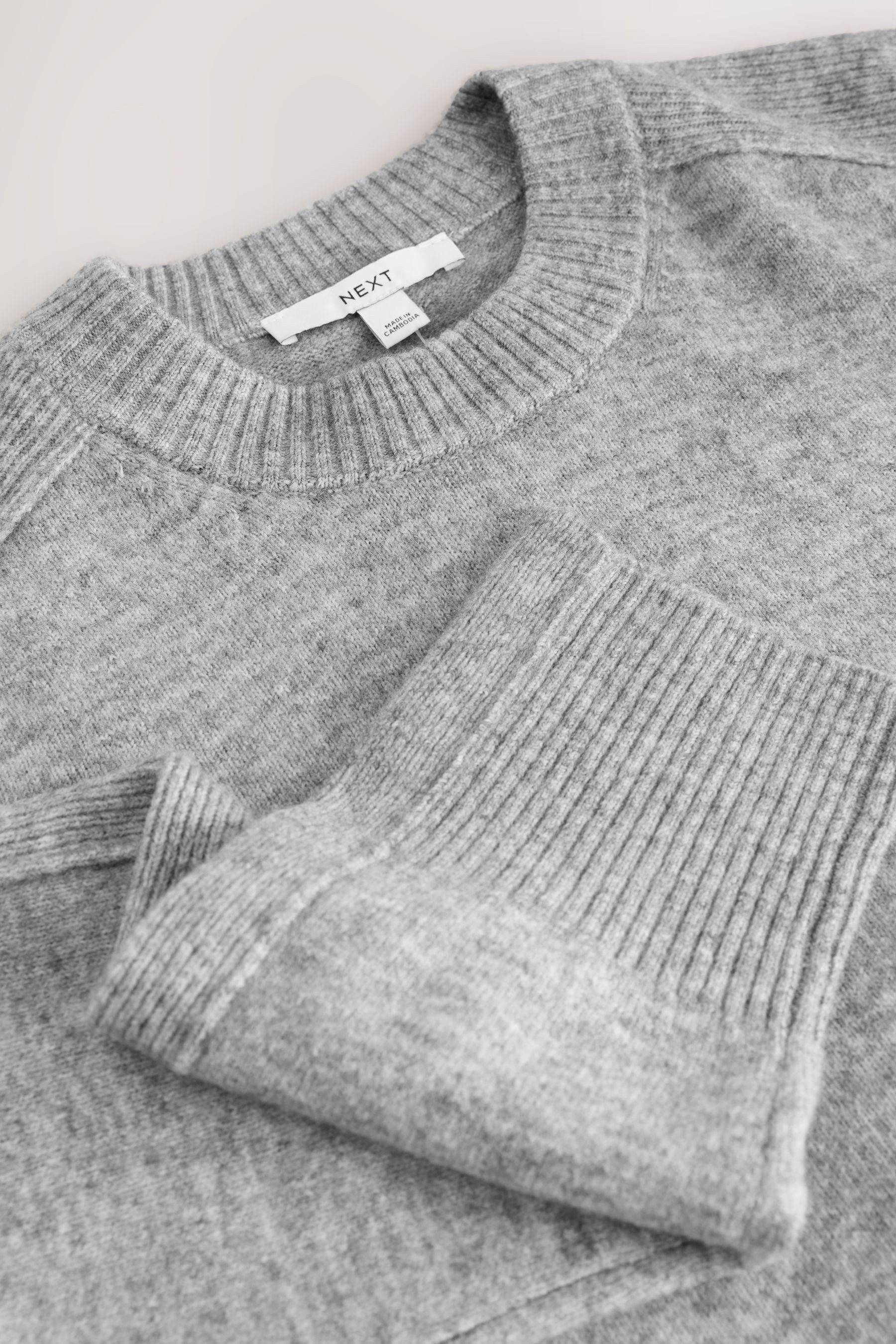 Next Rundhalspullover Gemusterter Strickpullover, Kurzgröße (1-tlg)