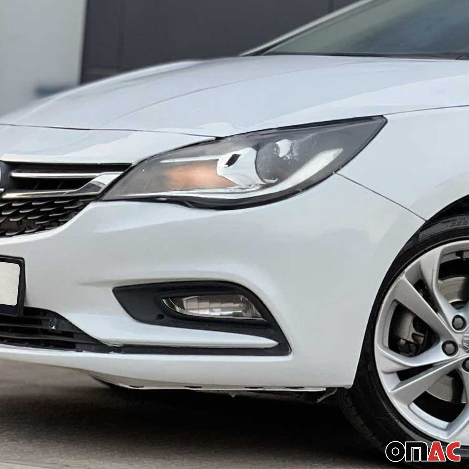 OMAC Zierleisten-Aufkleber Nebelscheinwerfer Rahmen für Opel Astra K Schrägheck Chrom Dunkel 2x, (2tlg), Langlebig,Einfache Reinigung,Einfache Installation,Rostbeständig