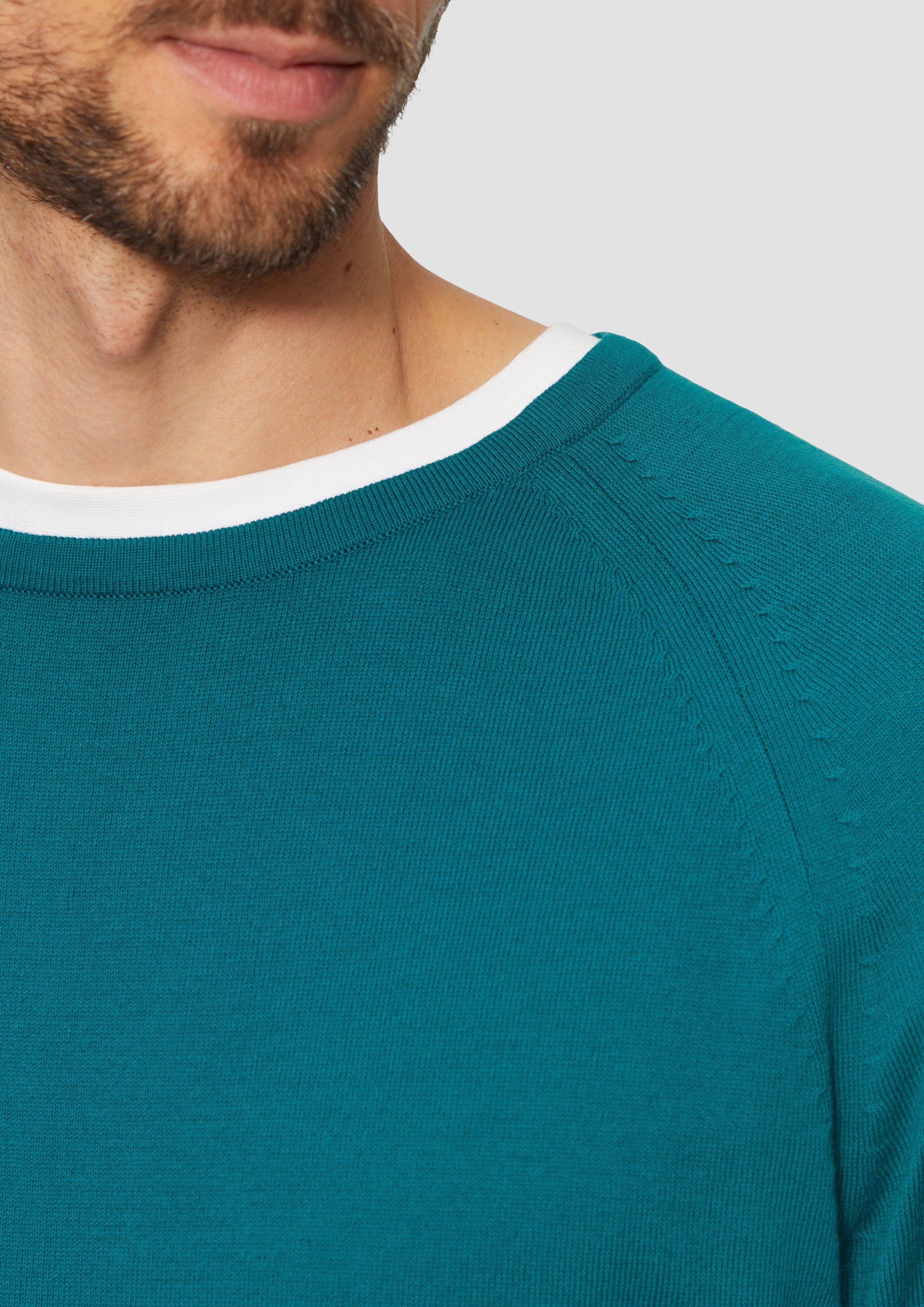 s.Oliver Strickpullover Feinstrickpullover mit Raglanärmeln Logo günstig online kaufen