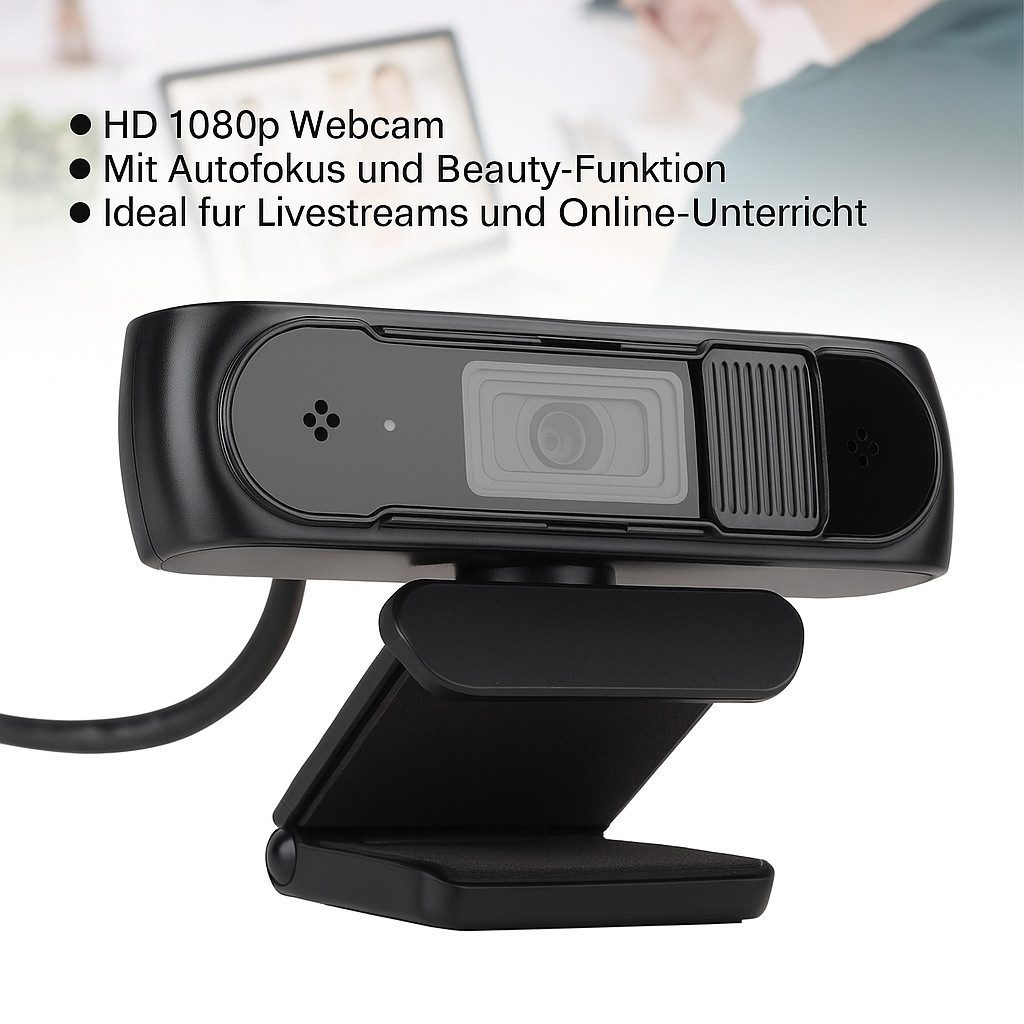 Diyarts Full HD-Webcam (Full-HD, 4x opt. Zoom, Professionelle Webkamera, mit Autofokus, Rauschunterdrückung und Schönheitsfunktion)