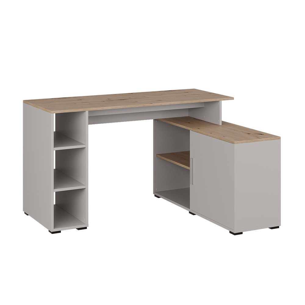 Vicco Eckschreibtisch Rudy, Cashmere/Artisan, 135 x 110 cm mit Regalen (1-S günstig online kaufen