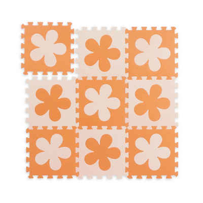 relaxdays Puzzlematte »Puzzlematte Blumenmuster«, Orange-Gelb