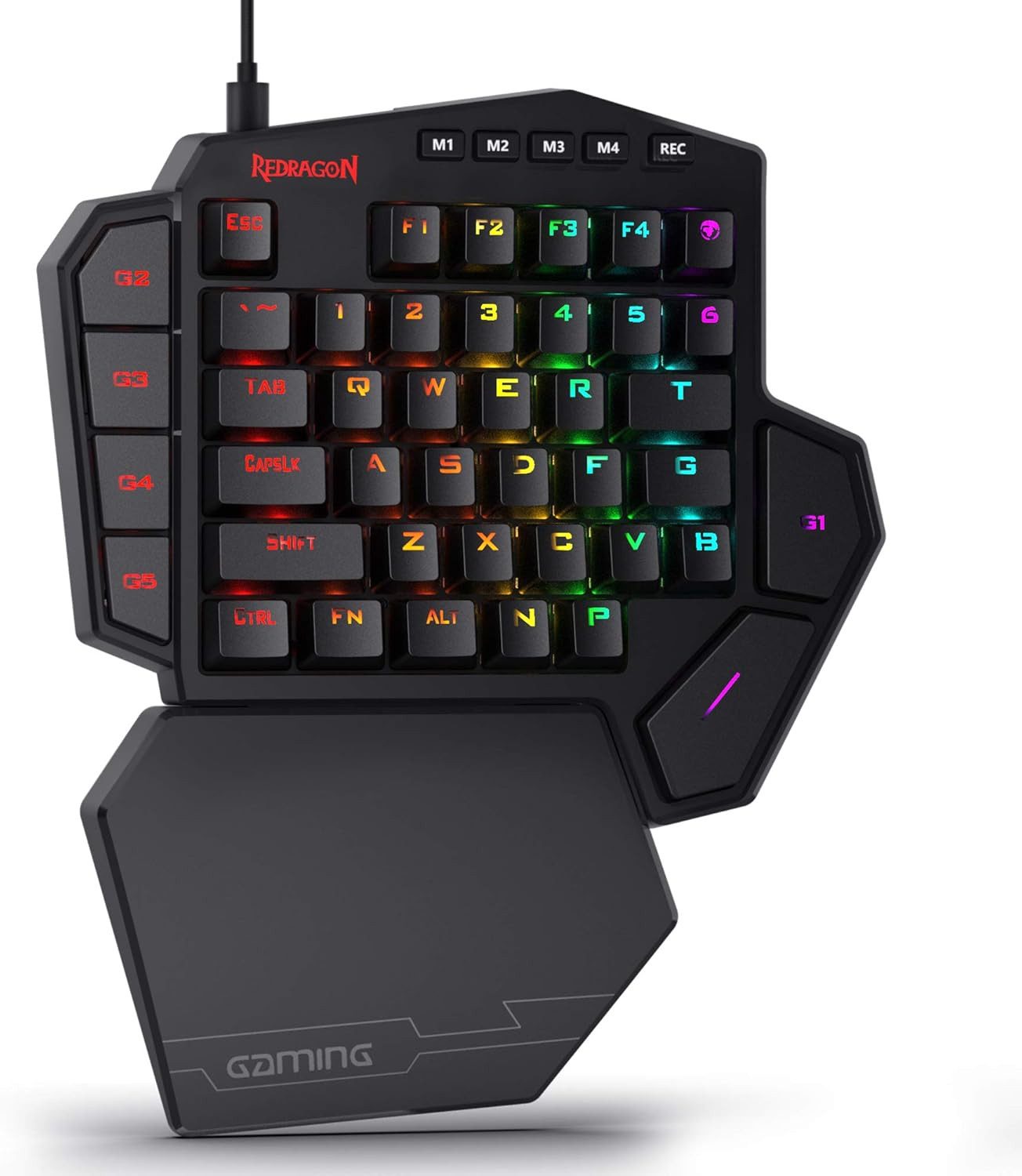 Redragon K585 Einhand-Tastatur, RGB Beleuchtung & Blaue Schalter mit Hot-Swap Tastatur (Gaming-Tastatur, Keypad Tastatur, 5 Modi RGB-Hintergrundbeleuchtung)