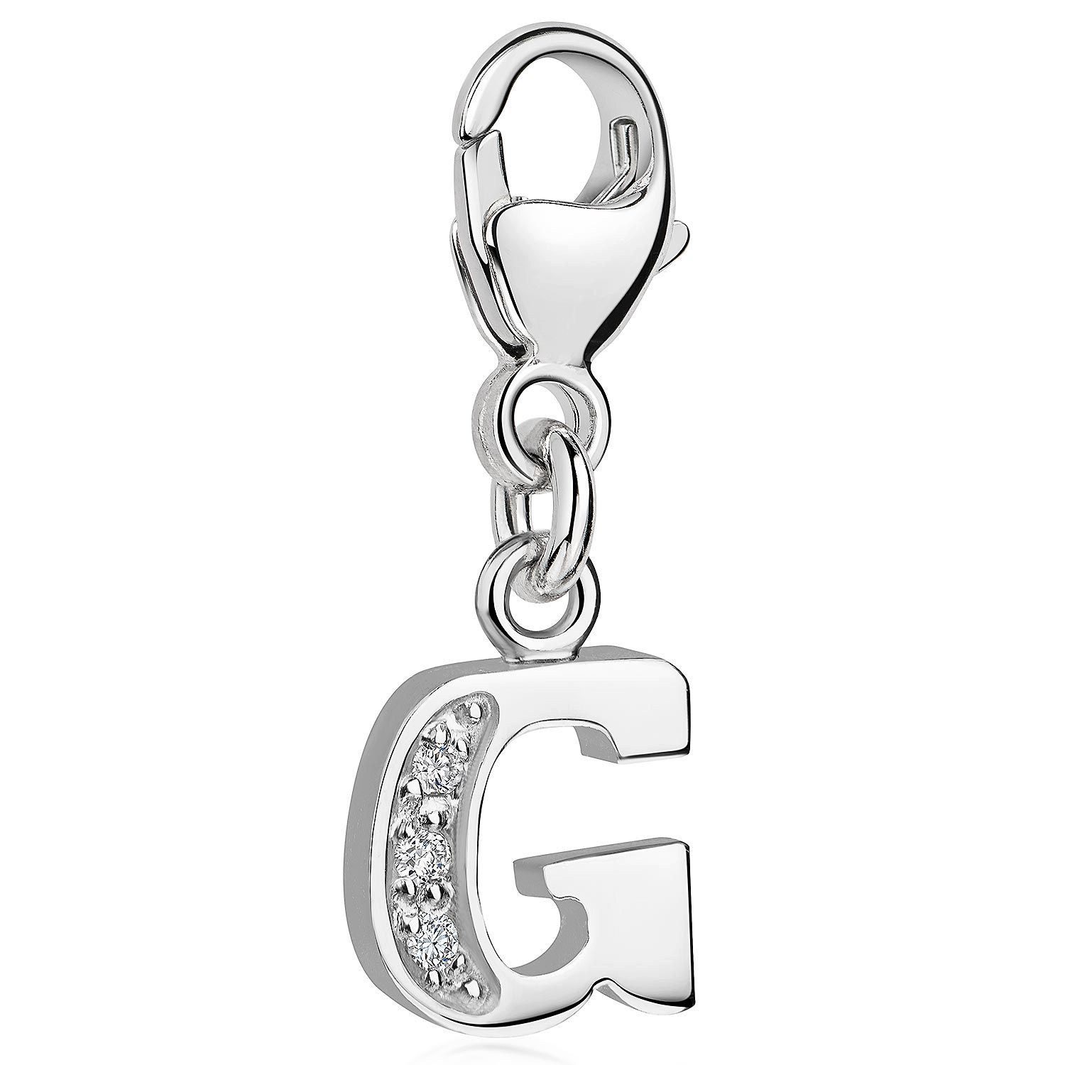 Charm Buchstabe Silber Anhänger Buchstabe " G " Alphabet Zirkonia C57