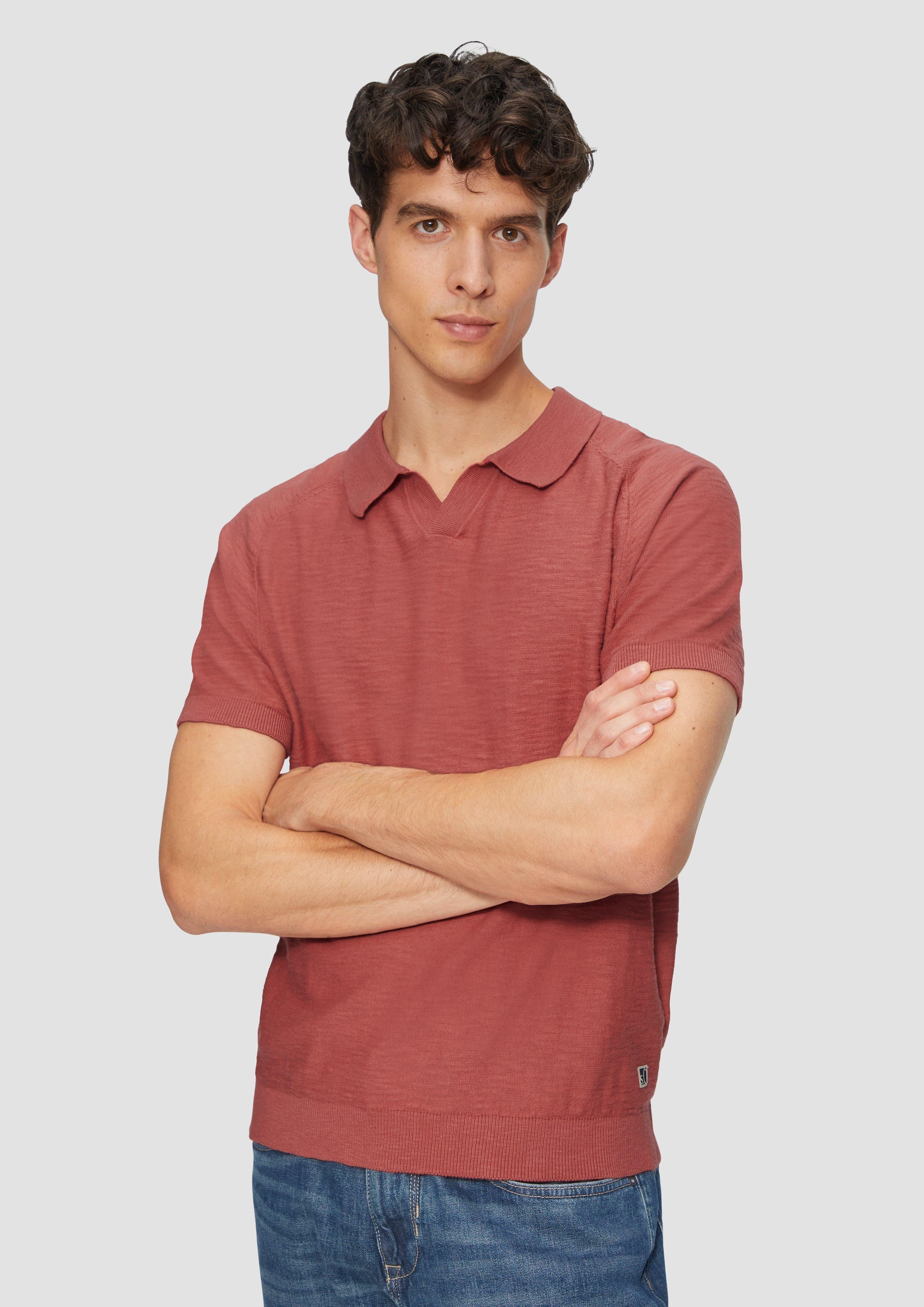 s.Oliver Strickpullover Gestricktes Poloshirt mit Flammgarnstruktur günstig online kaufen