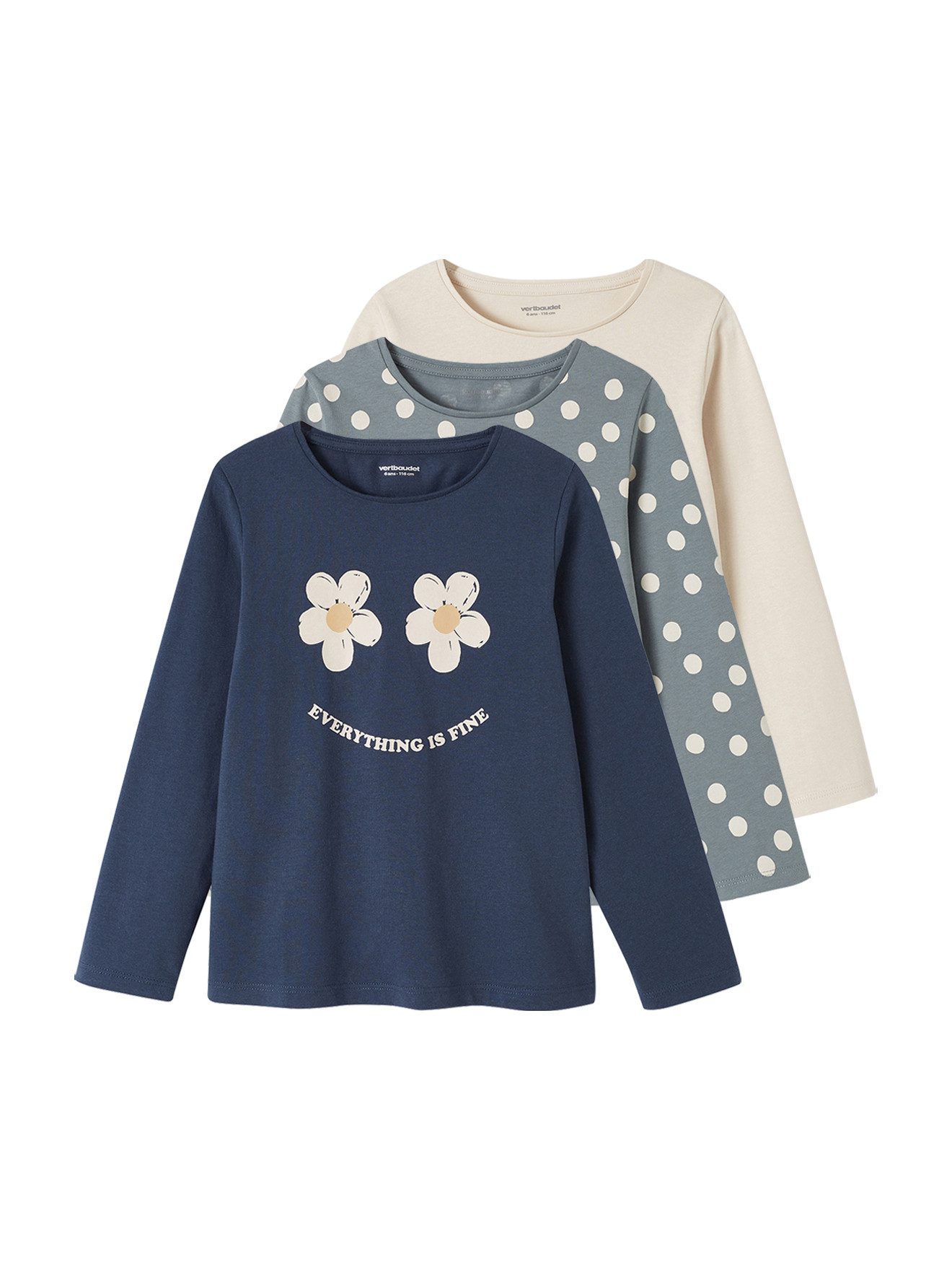 Langarmshirt 3er-Pack Mädchen Shirts BASIC