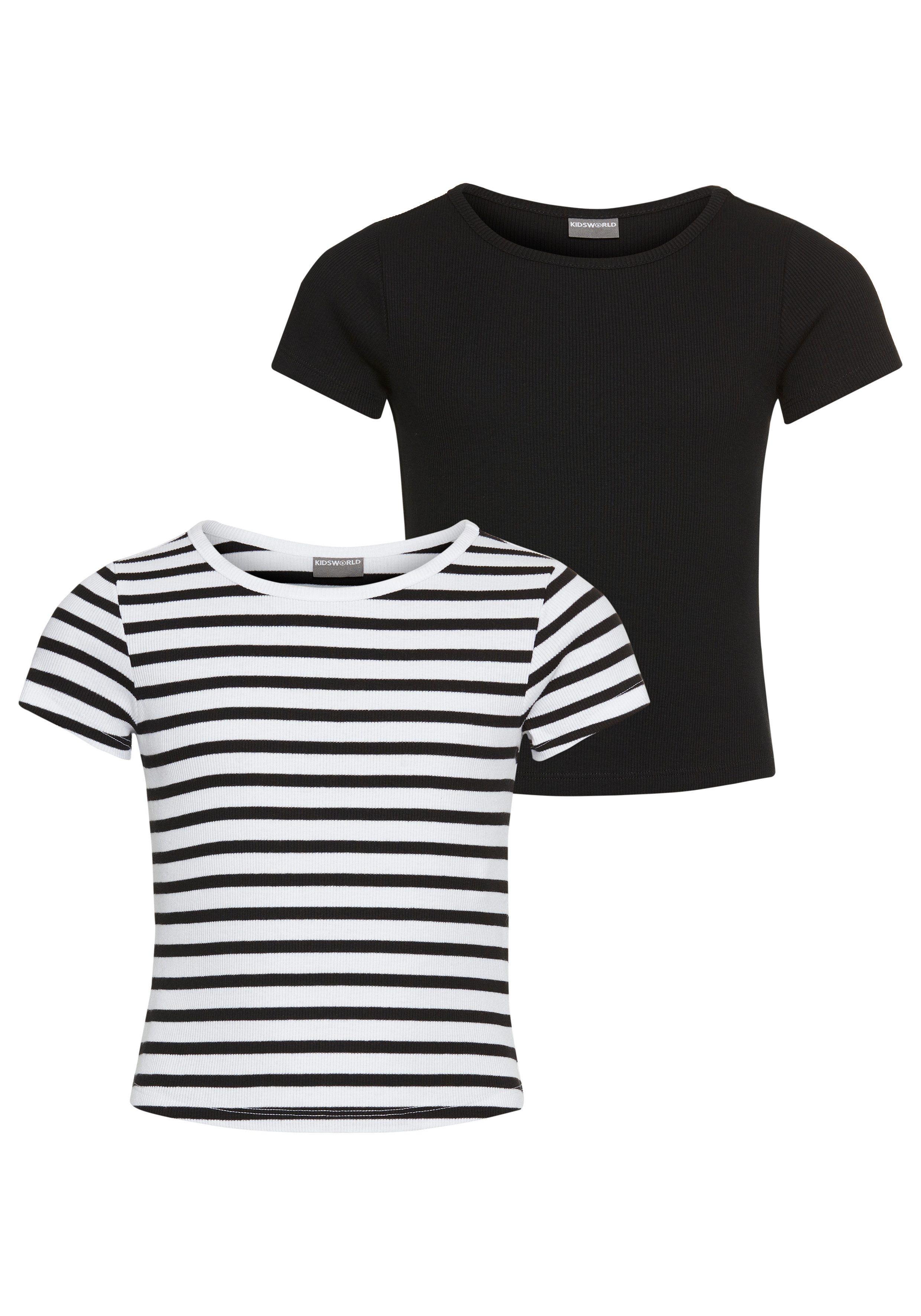 T-Shirt 2er Pack T-Shirts in elastischer Rippqualität