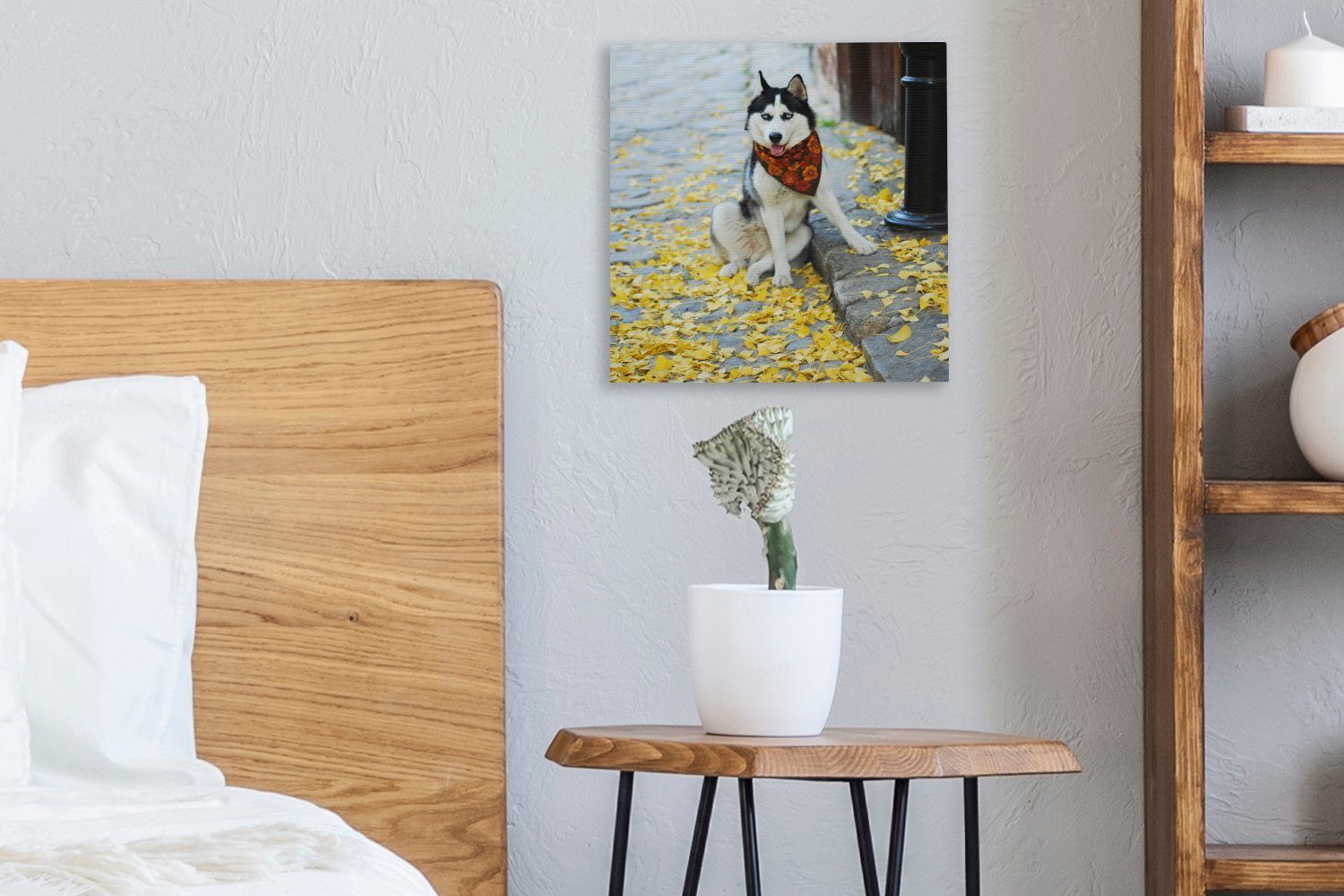 - Leinwand Husky, - für Leinwandbild Schlafzimmer Hund St), Wohnzimmer (1 Herbst Bilder OneMillionCanvasses®