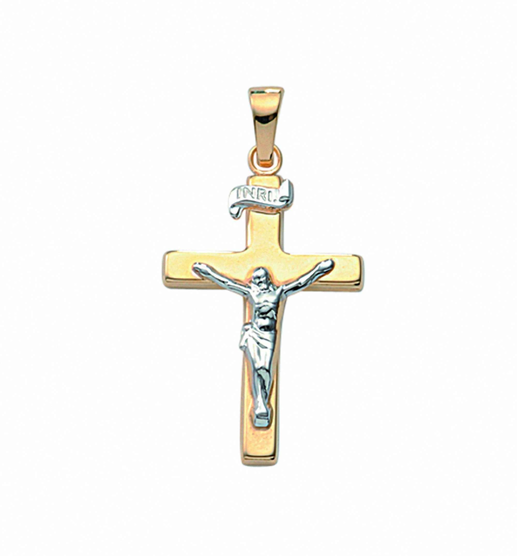 Adelia´s Kettenanhänger Damen & Herren 585 Gold Kreuz Anhänger Korpus, Goldschmuck für Damen & Herren