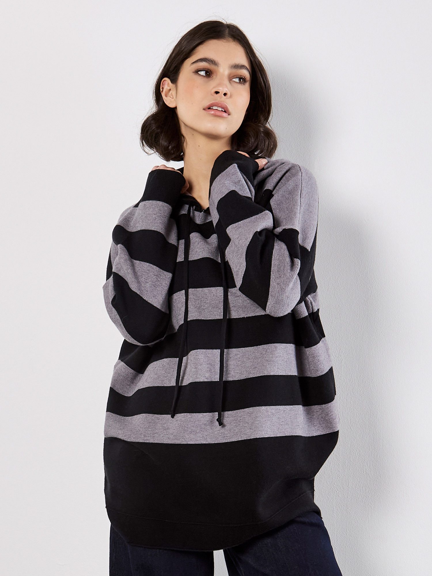 Apricot Streifenpullover Hoodie mit Blockstreifen günstig online kaufen