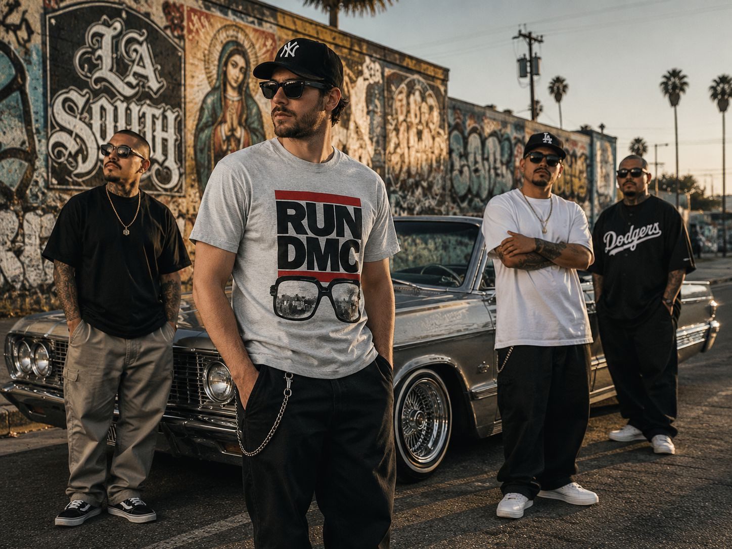 coole-fun-t-shirts Print-Shirt Run-DMC T-Shirt Hellgrau Meliert Official Rock Off S–2XL RUN DMC Festival Shirt Bandshirts Concert – Bild 4 von 4