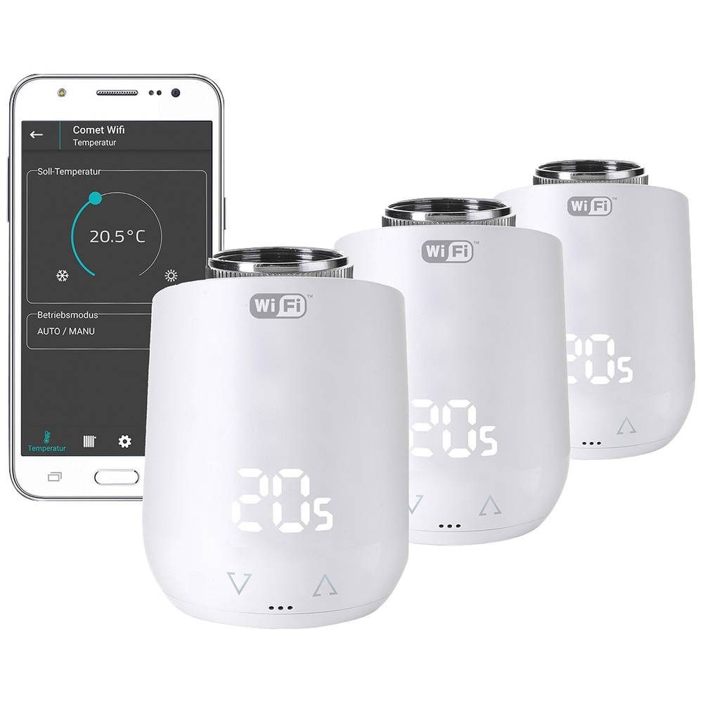 EUROtronic Heizkörperthermostat Elektronischer WiFi Energiesparregler - 3er Set 700224
