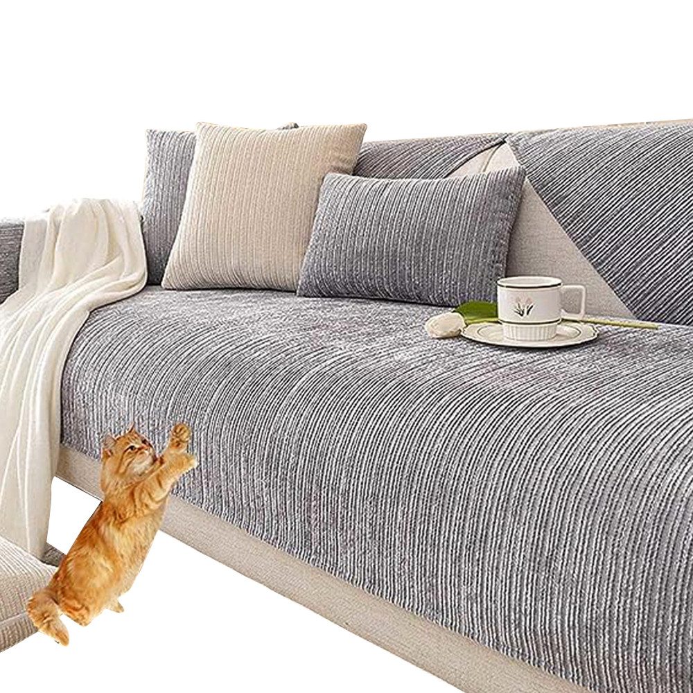 Diwzbyn Sofaschoner Sofadecke, Sofadecken Für Sitzfläche, Sofaschoner rutschfest, Sofa Überzug, Chenille Sofabezug l Form, Sofa Überwurfdecke
