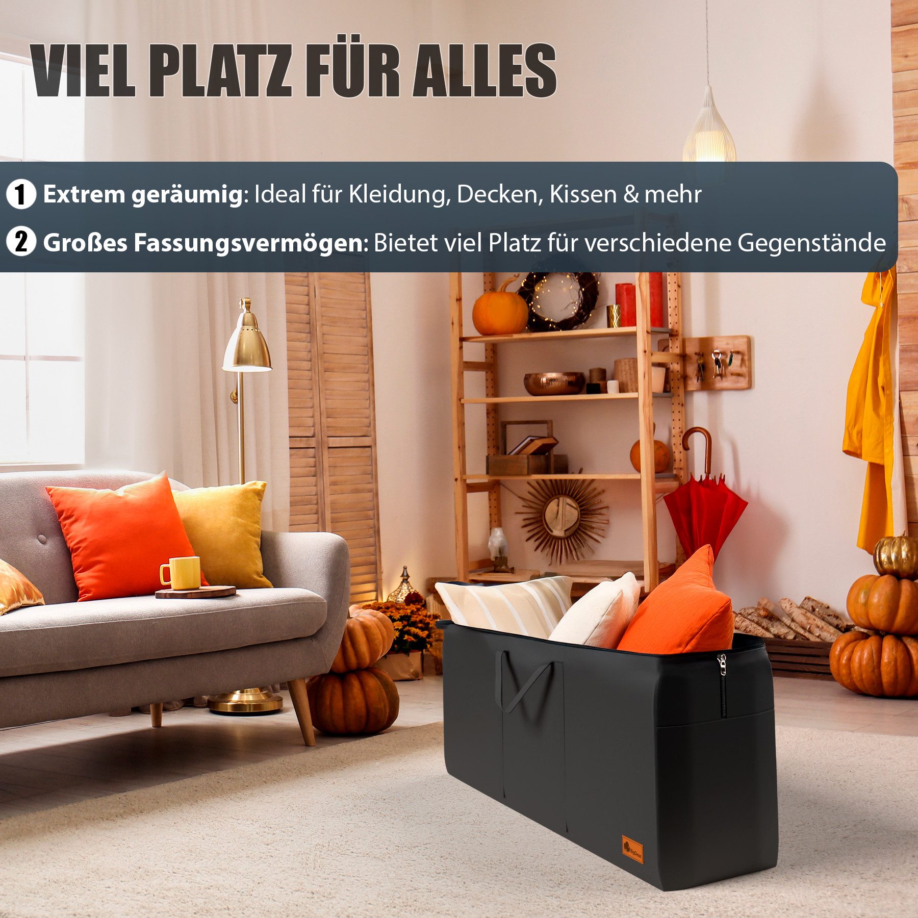 BigDean Aufbewahrungstasche 2 Stück Große Aufbewahrungstaschen 100x55x35 cm (2-tlg., Aufbewahrungstasche/n), Robust, Langlebig, Transport, Lagerung, Faltbar, Pl – Bild 2 von 5