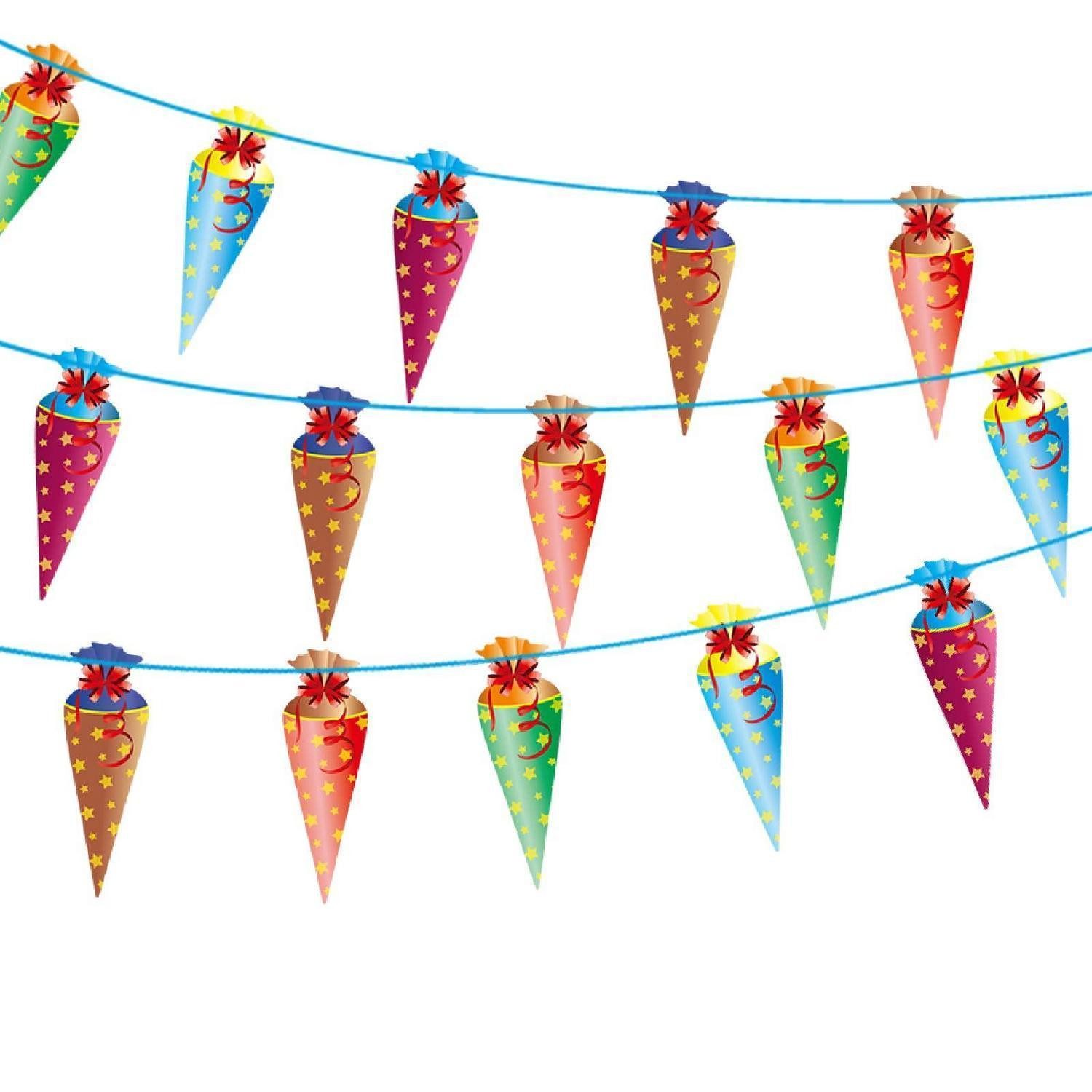 LuxusKollektion Girlande Zuckertüten Girlande Hänge Deko Schulanfang