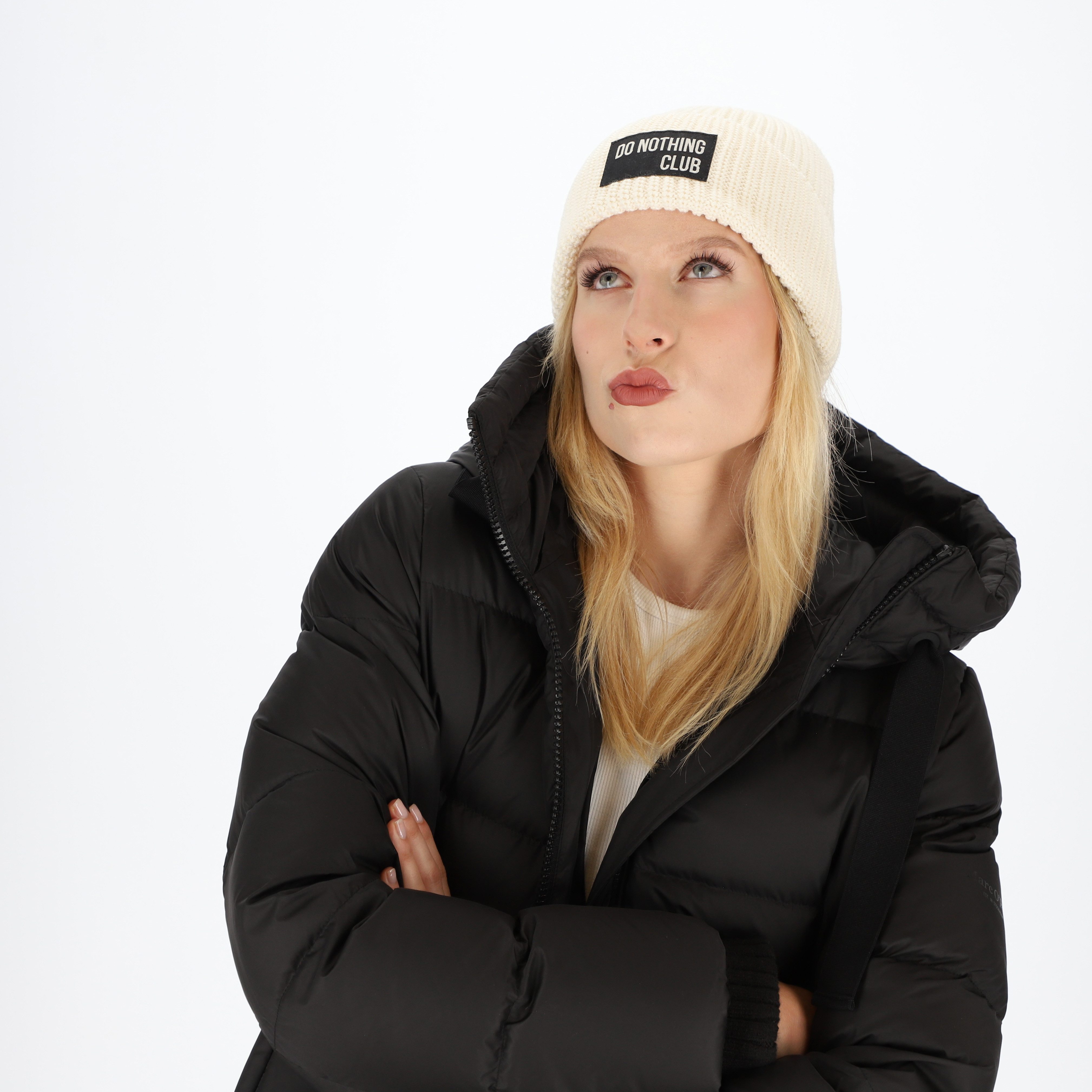 halsüberkopf Accessoires Strickmütze Achtsamkeit mit Statement-Badge günstig online kaufen