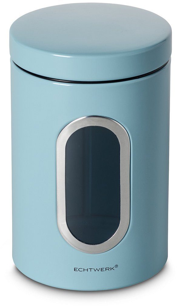 ECHTWERK Vorratsdose, Metall, (1-tlg), Aufbewahrungsbehälter mit Luftdichtem Deckel, Sichtfenster, 1,4 Liter hellblau