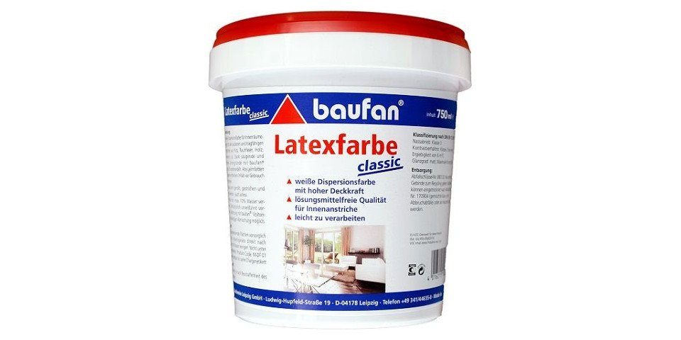 baufan® Wandfarbe Baufan Latexfarbe classic 750 ml weiß