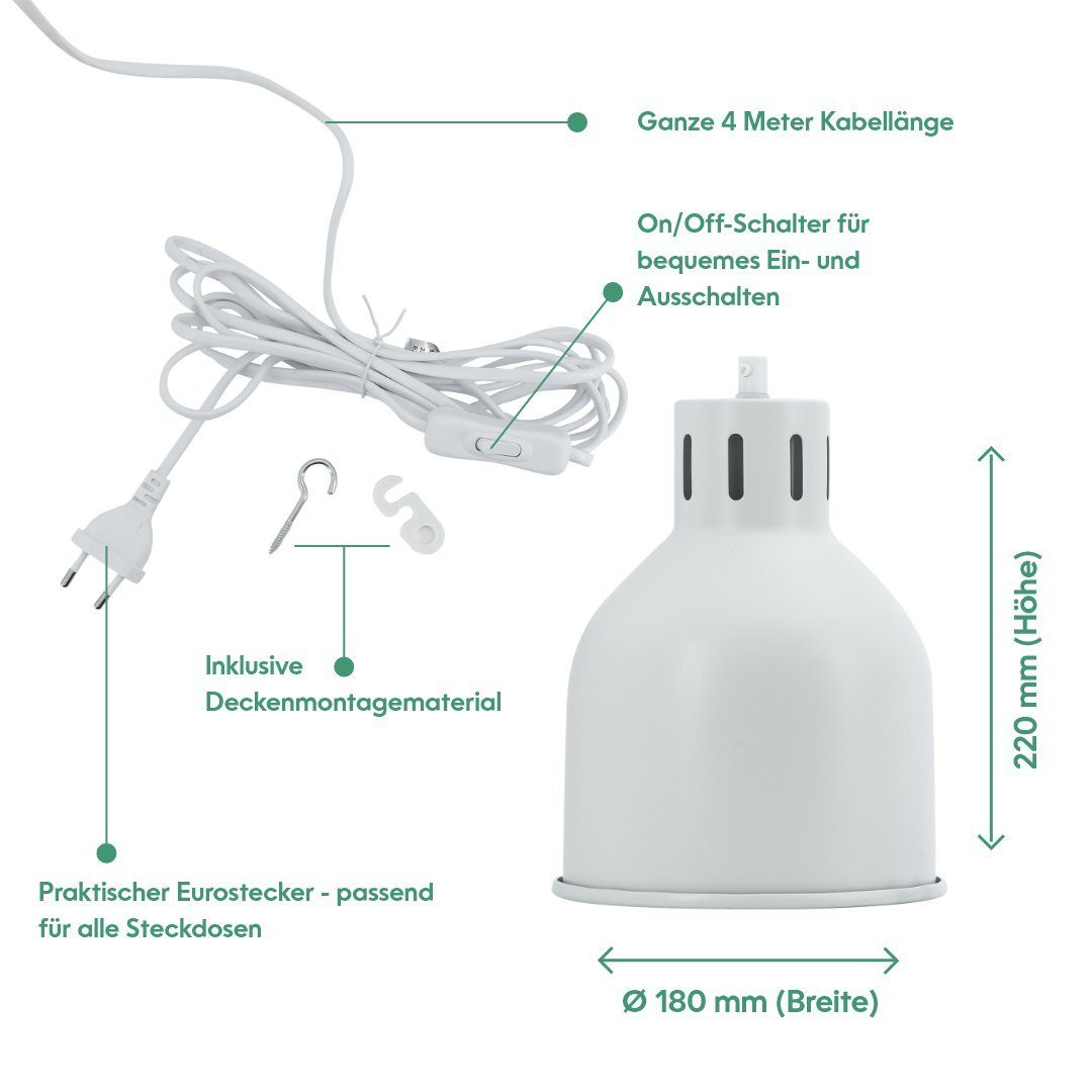 E27 Grau ohne Zubehör, SAGA Leuchtmittel, Lampenschirm PARUS Kabel, Meter 4 Pflanzenlampe