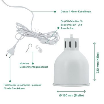 PARUS Pflanzenlampe Zubehör, ohne Leuchtmittel, 4 Meter Kabel, Venso EcoSolutions E27 SAGA Lampenschirm Grau, LED Pflanzenlampe E27 P