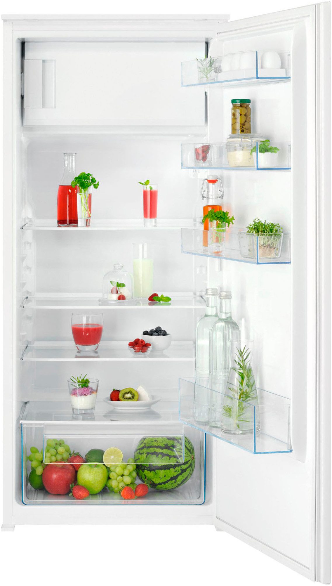AEG Einbaukühlschrank Serie 5000 TSF5O12ES, 122,4 cm hoch, 55,6 cm breit, 181 L, variable Glasablagen bis zu 25 kg belastbar, Touch, Schlepptür