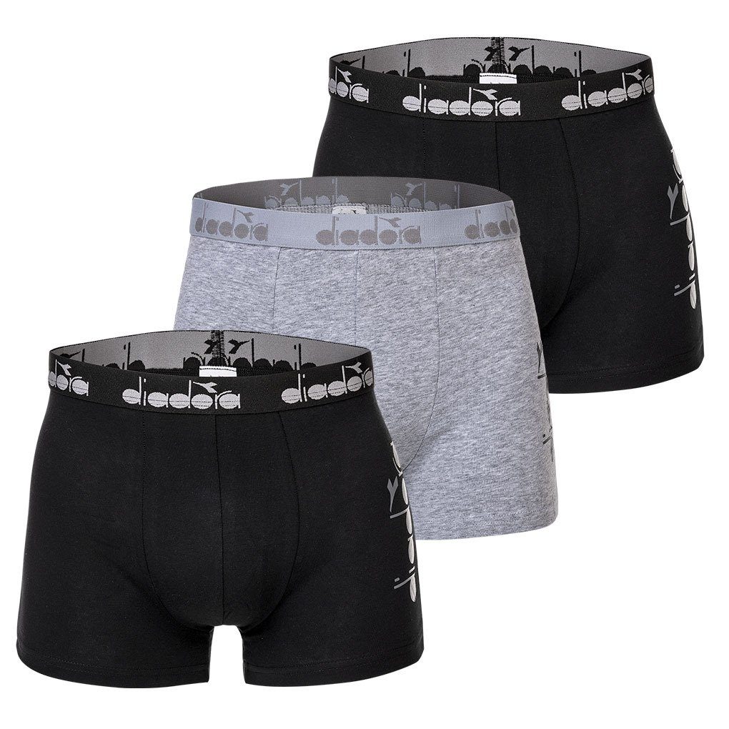 Shorts, Boxer Herren Diadora Pack Grau/Blau/Schwarz Boxers, Logo 3er Boxer -