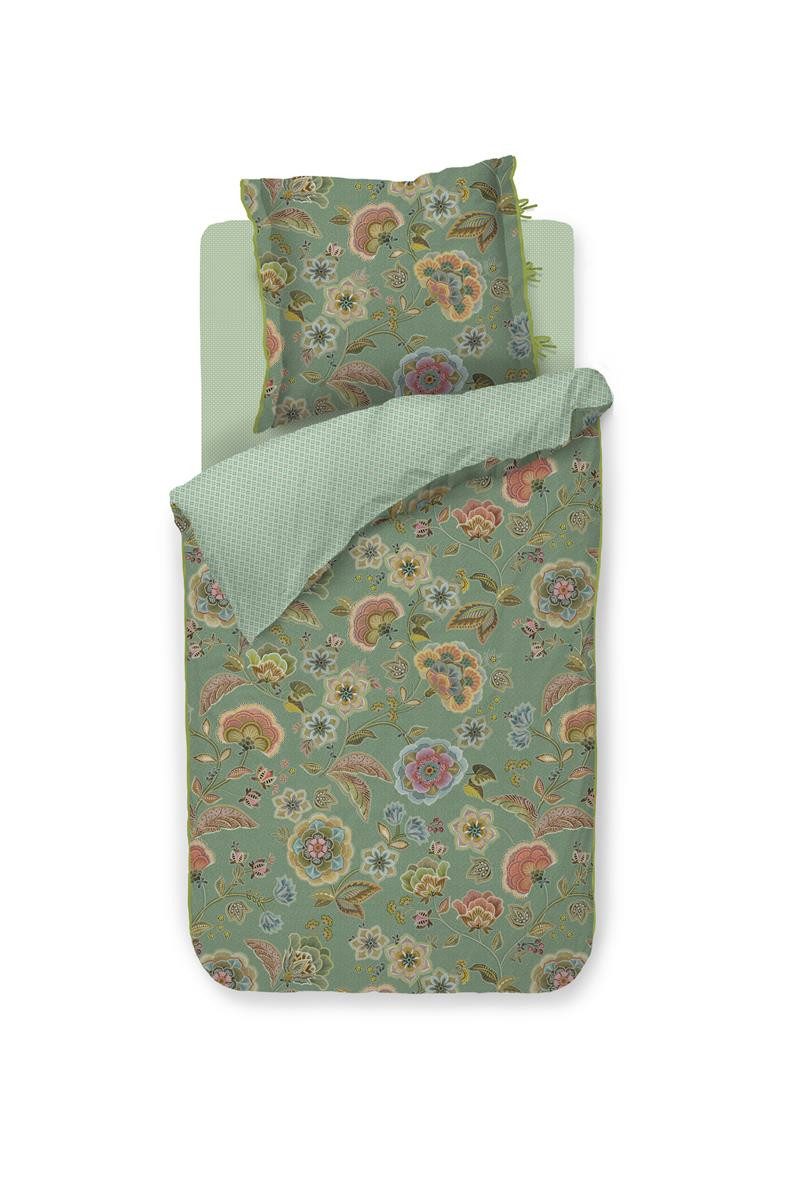 PiP Studio Bettwäsche Bettwäsche DE Matata Green 135x200 grün, Baumwolle, 2 teilig, bettwäsche 135x200 baumwolle reißverschluss warm baumwolle bettwäsche