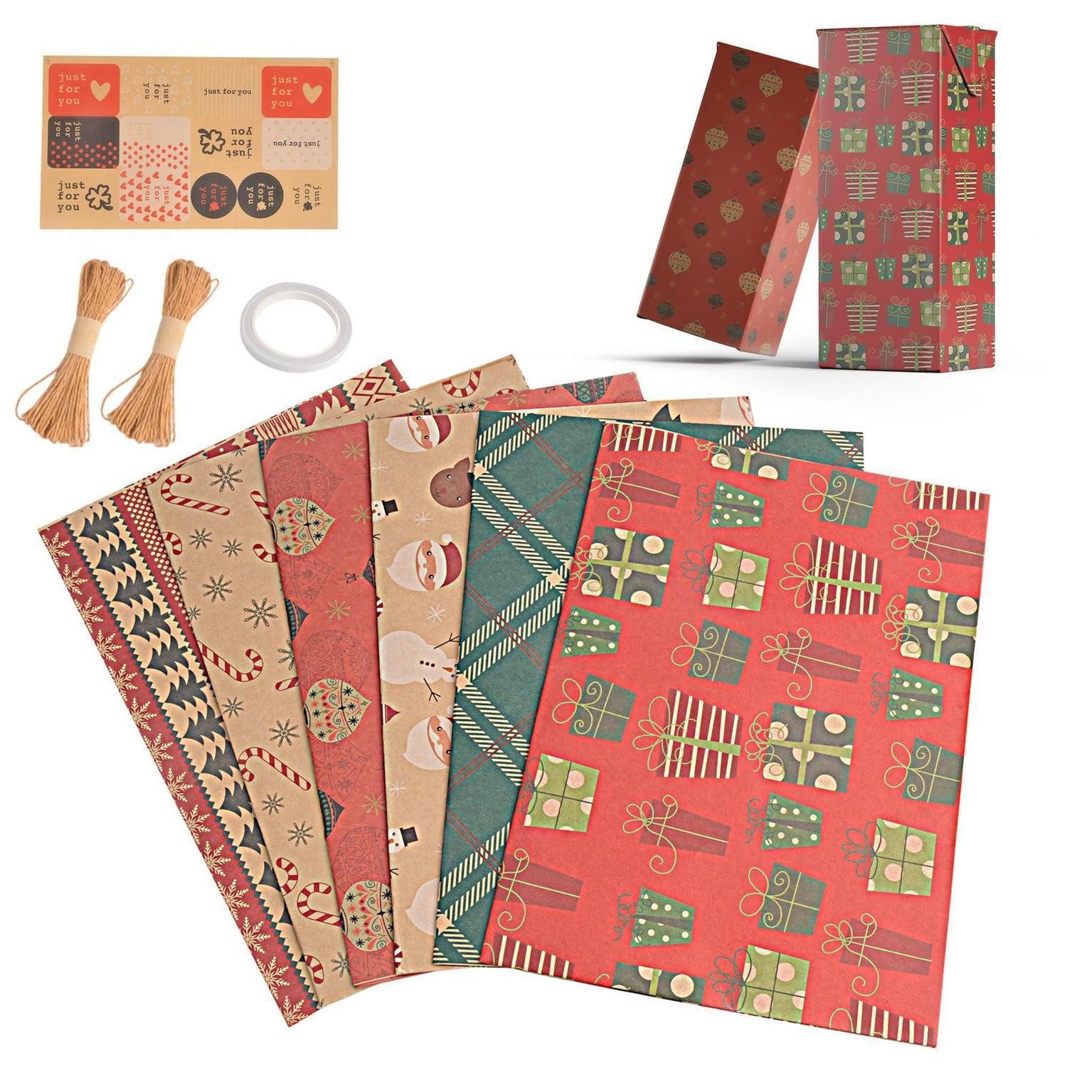 LuxusKollektion Geschenkpapier Geschenkpapier Set Rot-Grün Hochglanz 6 Bögen