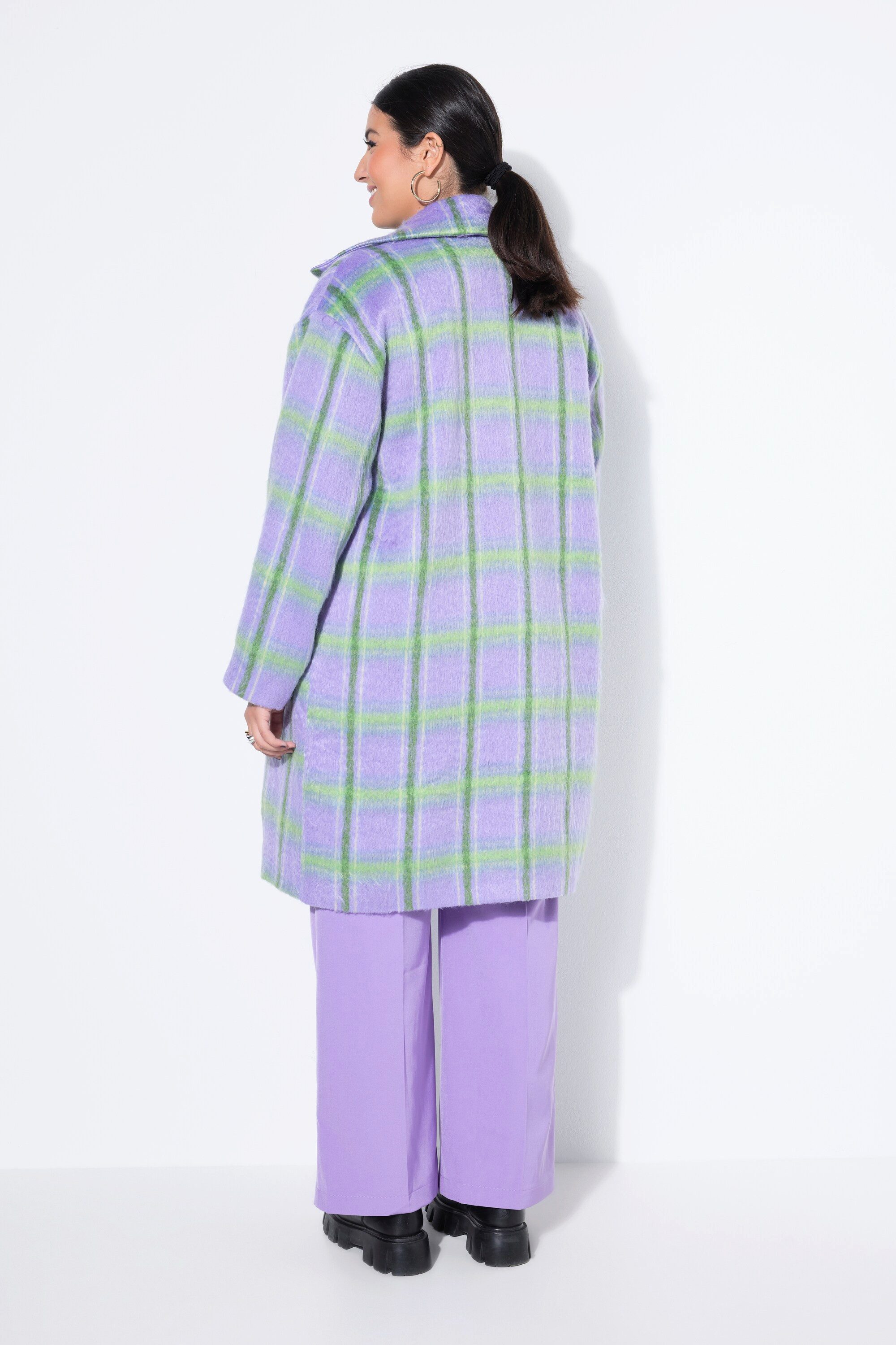 Studio Untold Wintermantel Karo-Mantel oversized Reverskragen Langarm