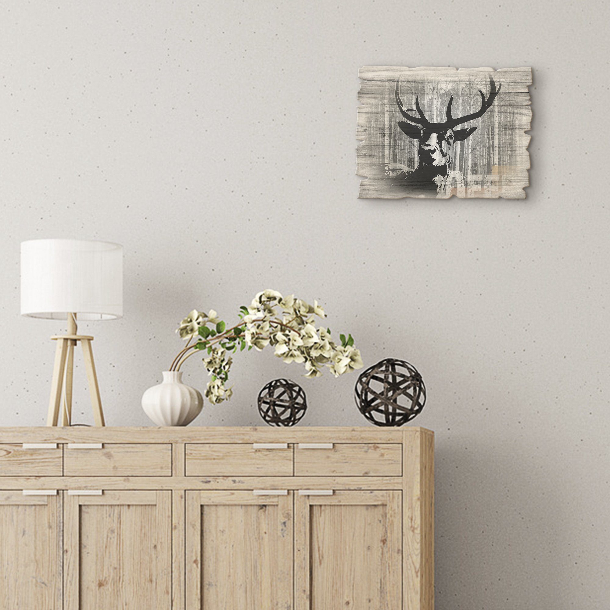 Artland Holzbild Hirsch Collage, Wildtiere (1 St)