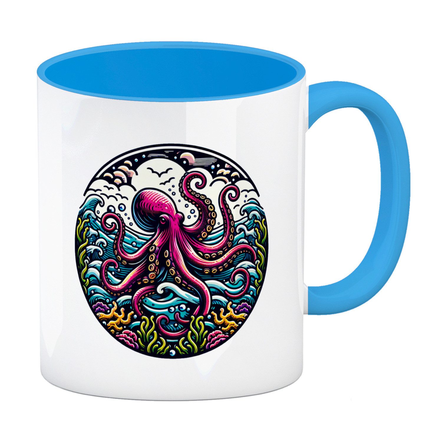 speecheese Tasse Oktopus Kaffeebecher in hellblau