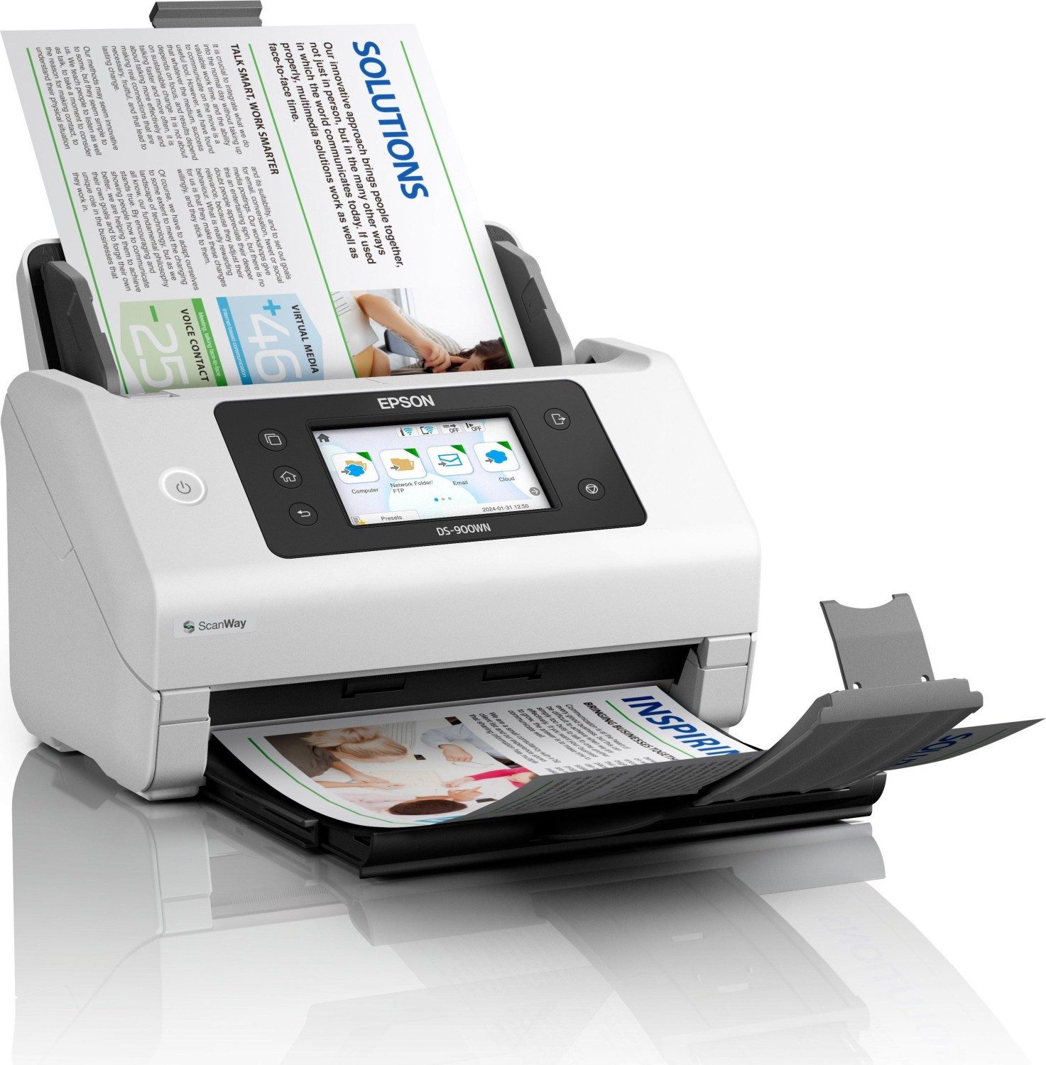 Epson Epson WorkForce DS-900WN Сканер документов Сканер документов, (LED-Beleuchtung, Doppelblatterkennung (Ultraschallsensor)