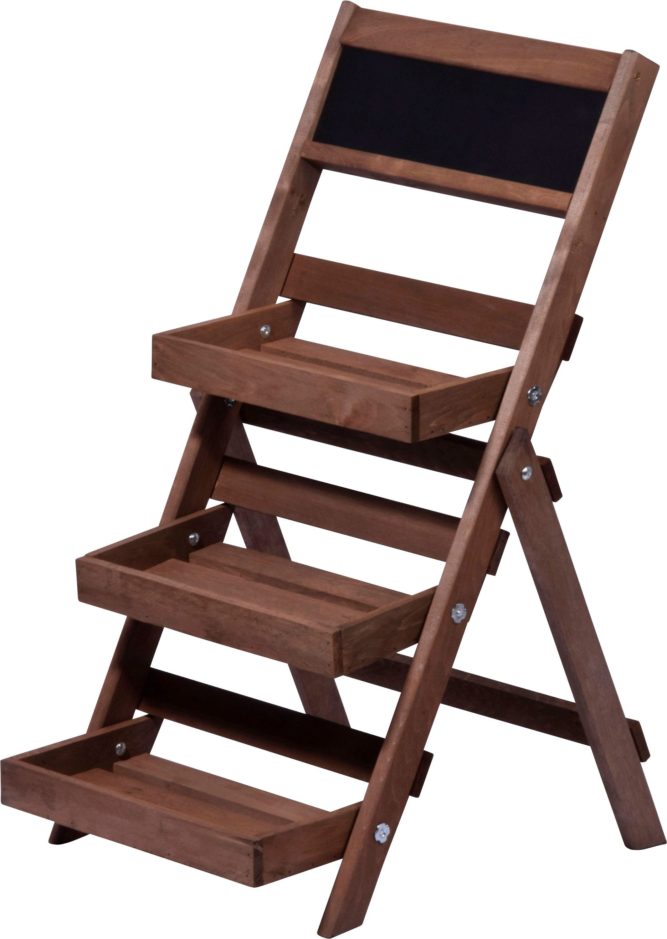 dobar Pflanzentreppe, dreistufig, mit Kreidetafel, dunkelbraun günstig online kaufen