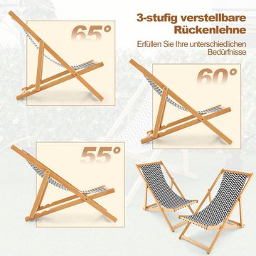 COSTWAY Gartenliege, klappbar, mit verstellbarer Rückenlehne, Bambus, 150kg