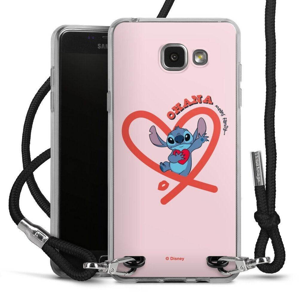 DeinDesign Handyhülle Stitch Ohana Pink Heart, Samsung Galaxy A5 (2016)  Handykette Hülle mit Band Case zum Umhängen