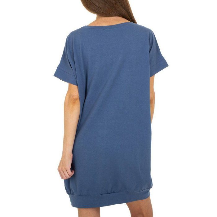 Ital-Design Sommerkleid Damen Freizeit Print Stretch Sommerkleid in Blau