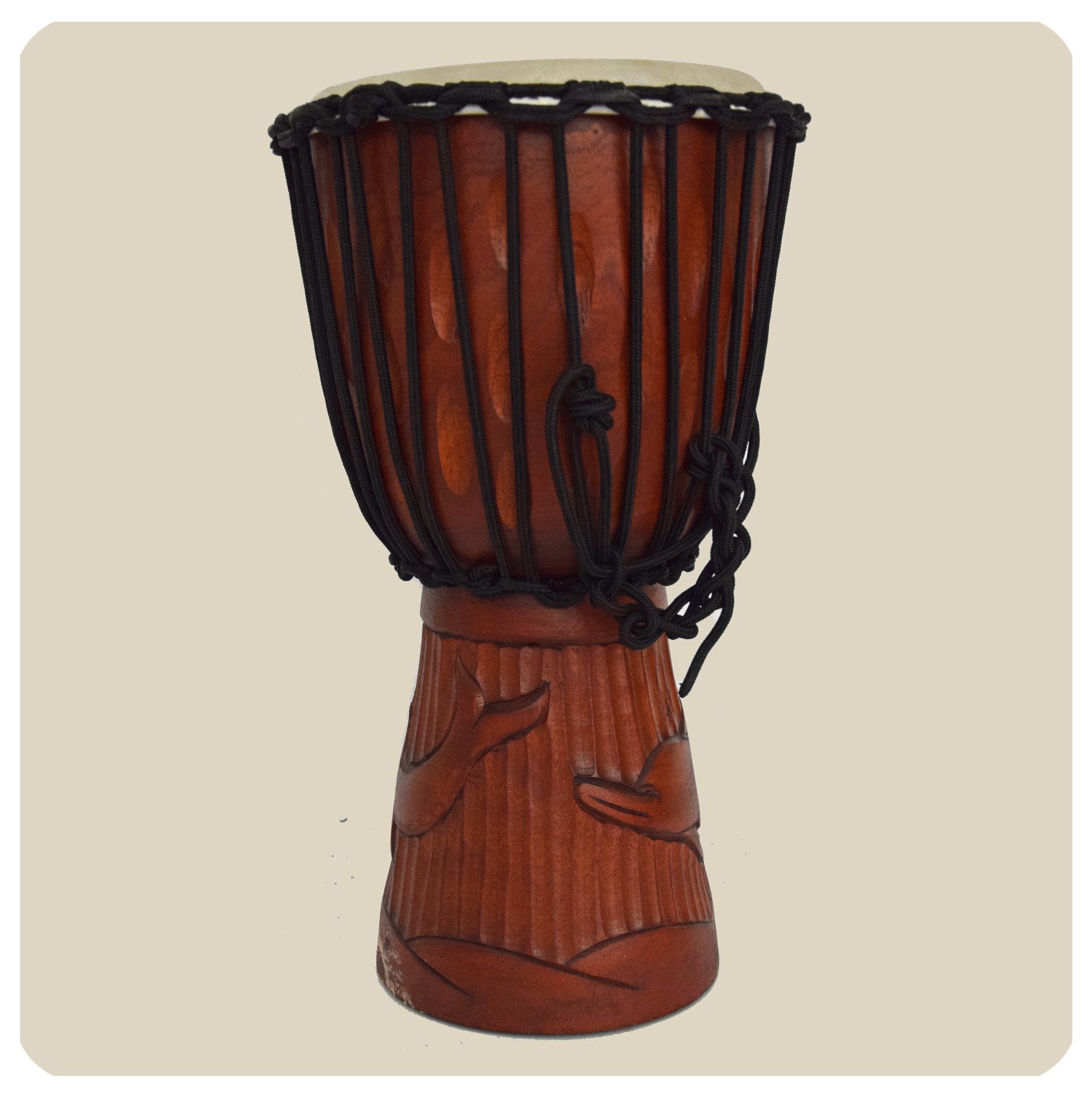 SIMANDRA Trommel Djembe geschnitzt Bongo 40 cm, Afrikanische Trommel aufwendige Schnitzerei