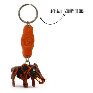 Monkimau Schlüsselanhänger Asiatischer Elefanten Schlüsselanhänger Leder Tier Figur (Packung)