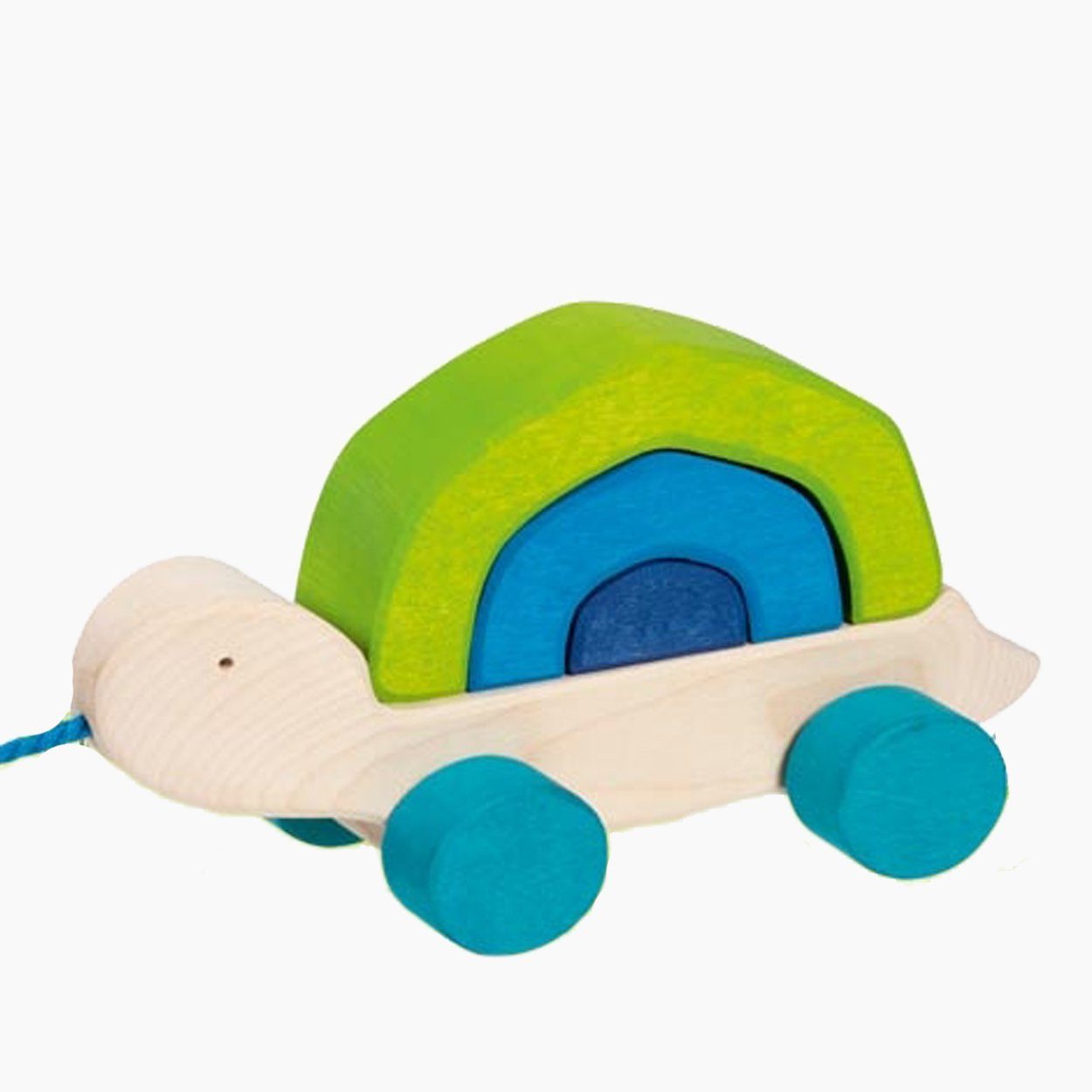 goki Ziehtier Schildkröte Tortuga Holzbaukasten, (packung, 4 St., spar set), Fördert Laufen, Greifen und kreative Spielideen