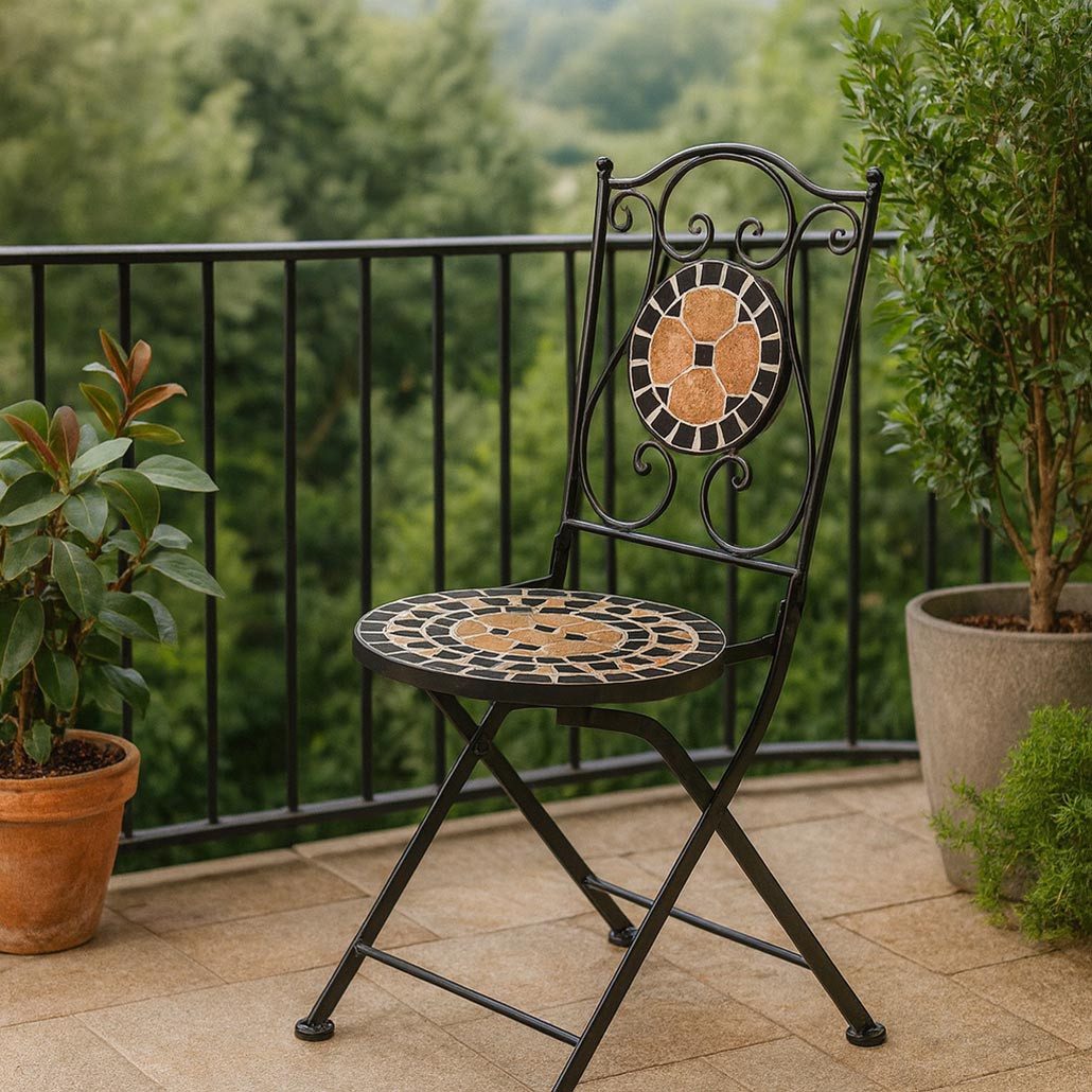 Kobolo 4-Fußstuhl Gartenstuhl Klappstuhl Metallstuhl Dekostuhl Mosaik (zusa günstig online kaufen