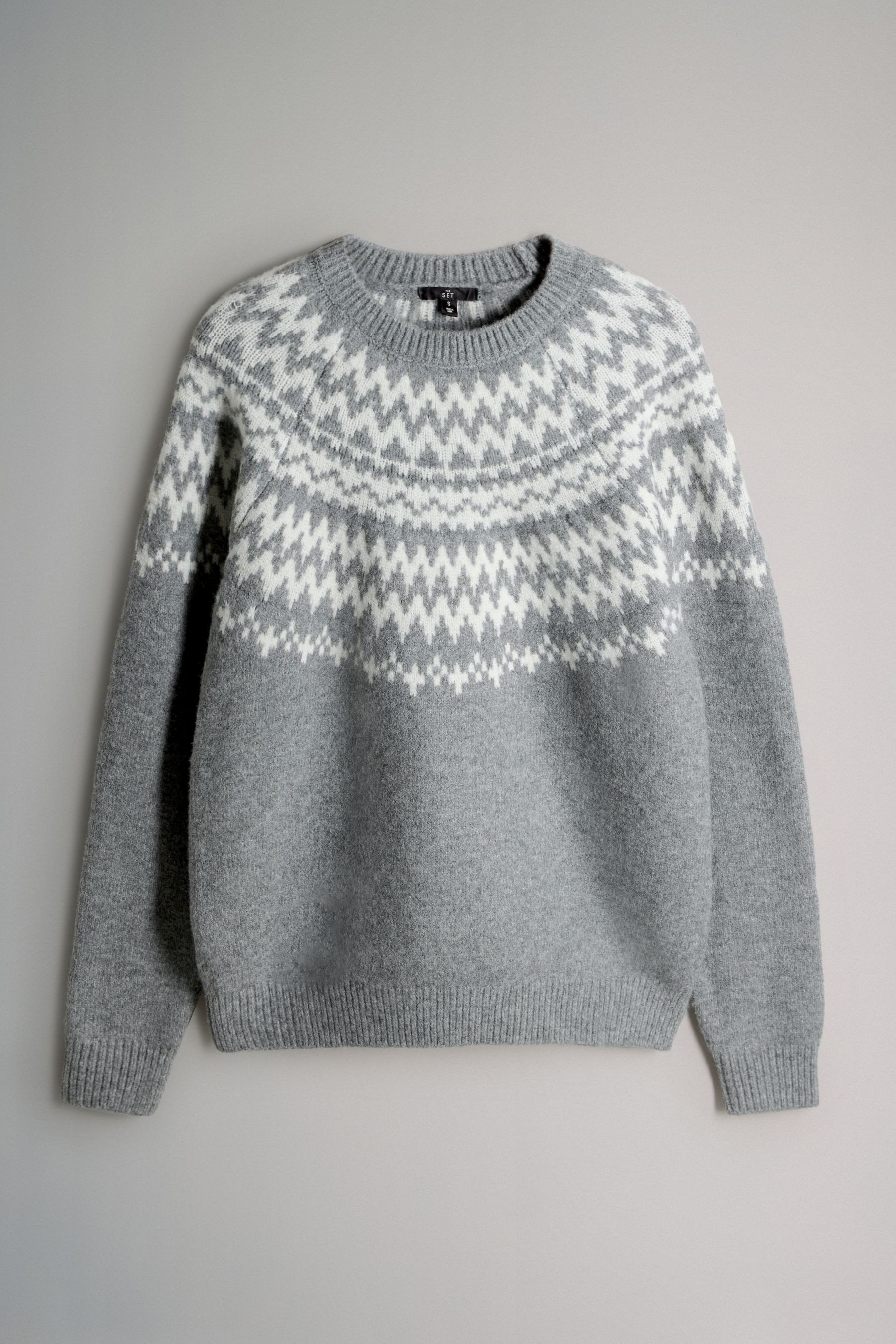 The Set Rundhalspullover The Set Herren-Rundhalspulli mit Fairisle-Muster ( günstig online kaufen