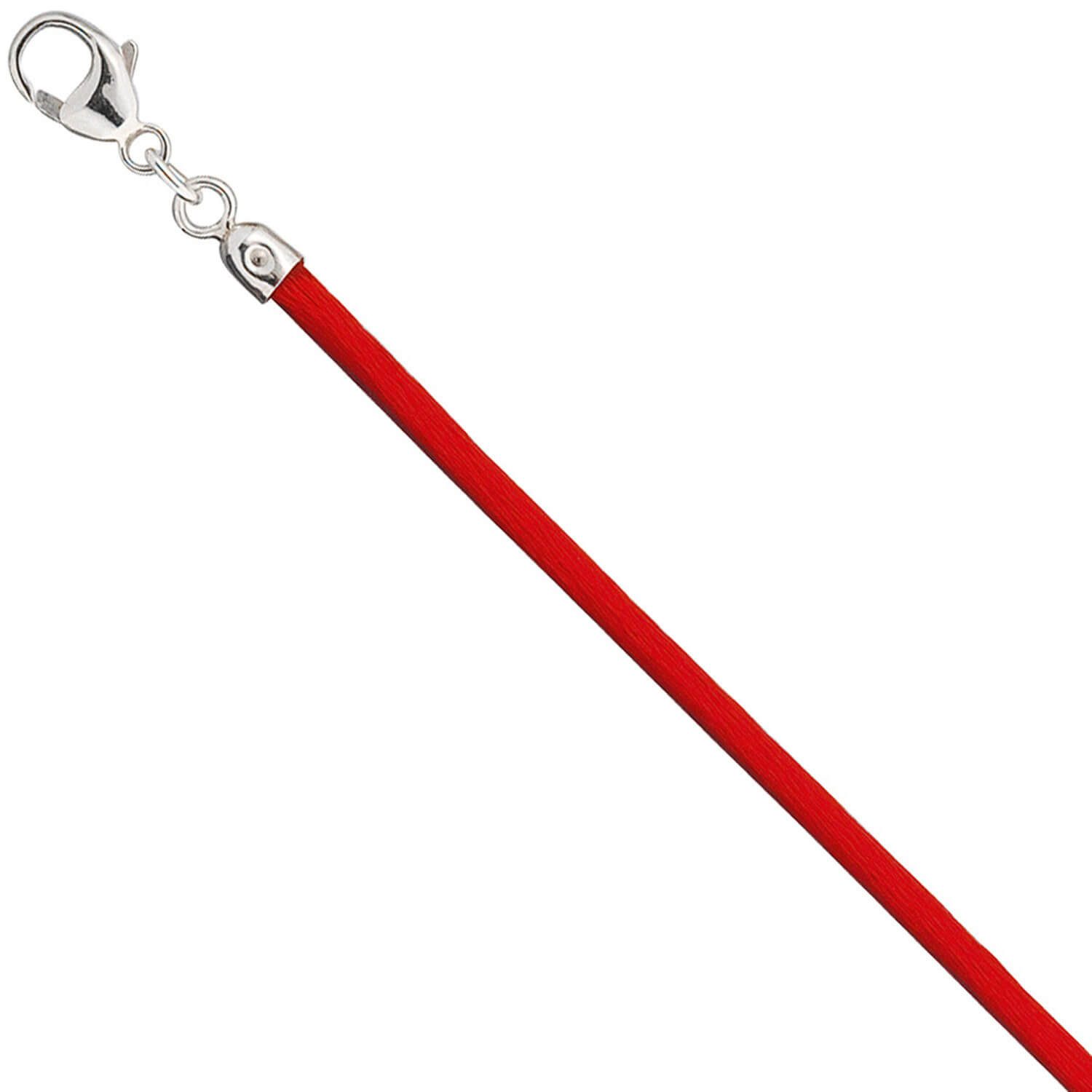 Schmuck Krone Silberkette Seidencollier, rot, Karabiner 925 Silber, 42cm, S günstig online kaufen