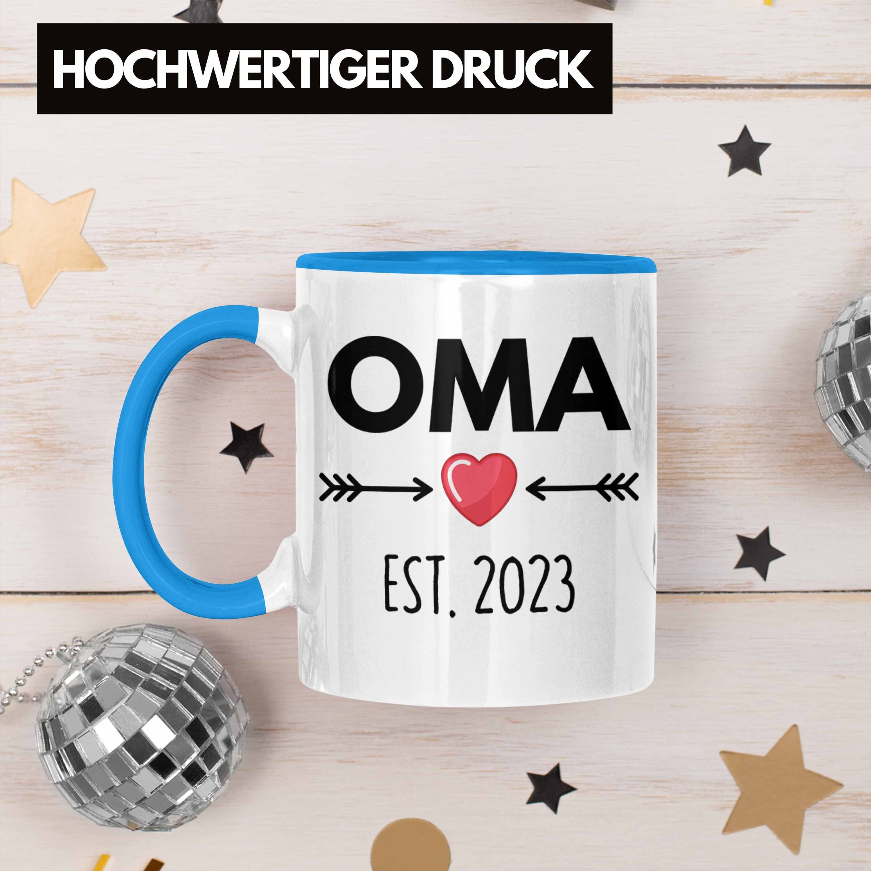 2023 Schwangerschaft Tasse Oma Trendation Trendation Du - Wirst Geschenk Oma Blau