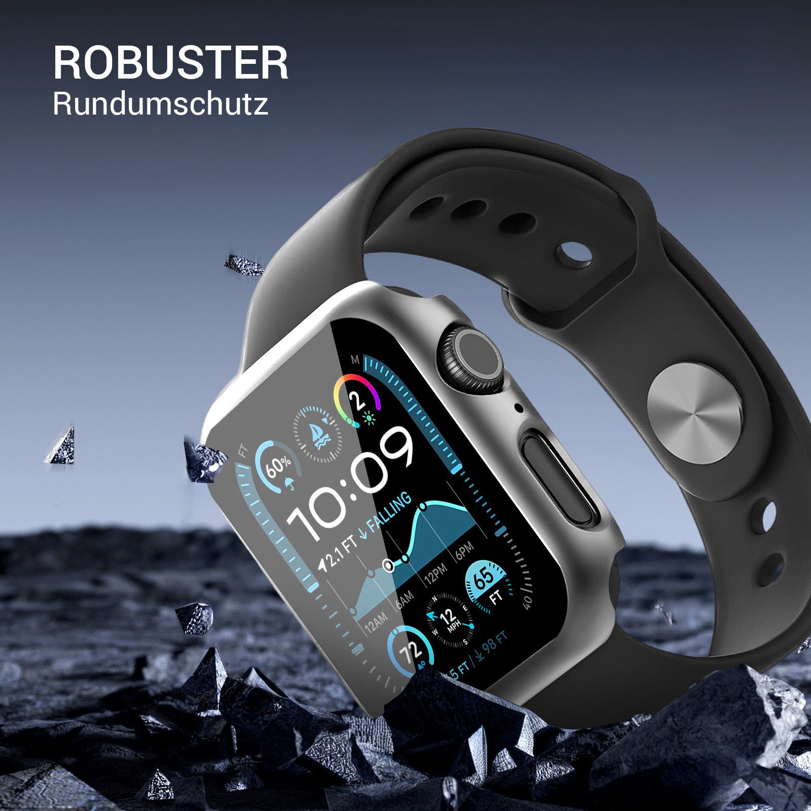 Tec-Expert Smartwatch-Hülle Hülle mit Displayschutz für Apple Watch 4 / 5 / 6 / SE 1-3 40 mm 40 mm, Rundum Schutz Cover Case Bumper stoß-und kratzfest robust – Bild 3 von 5