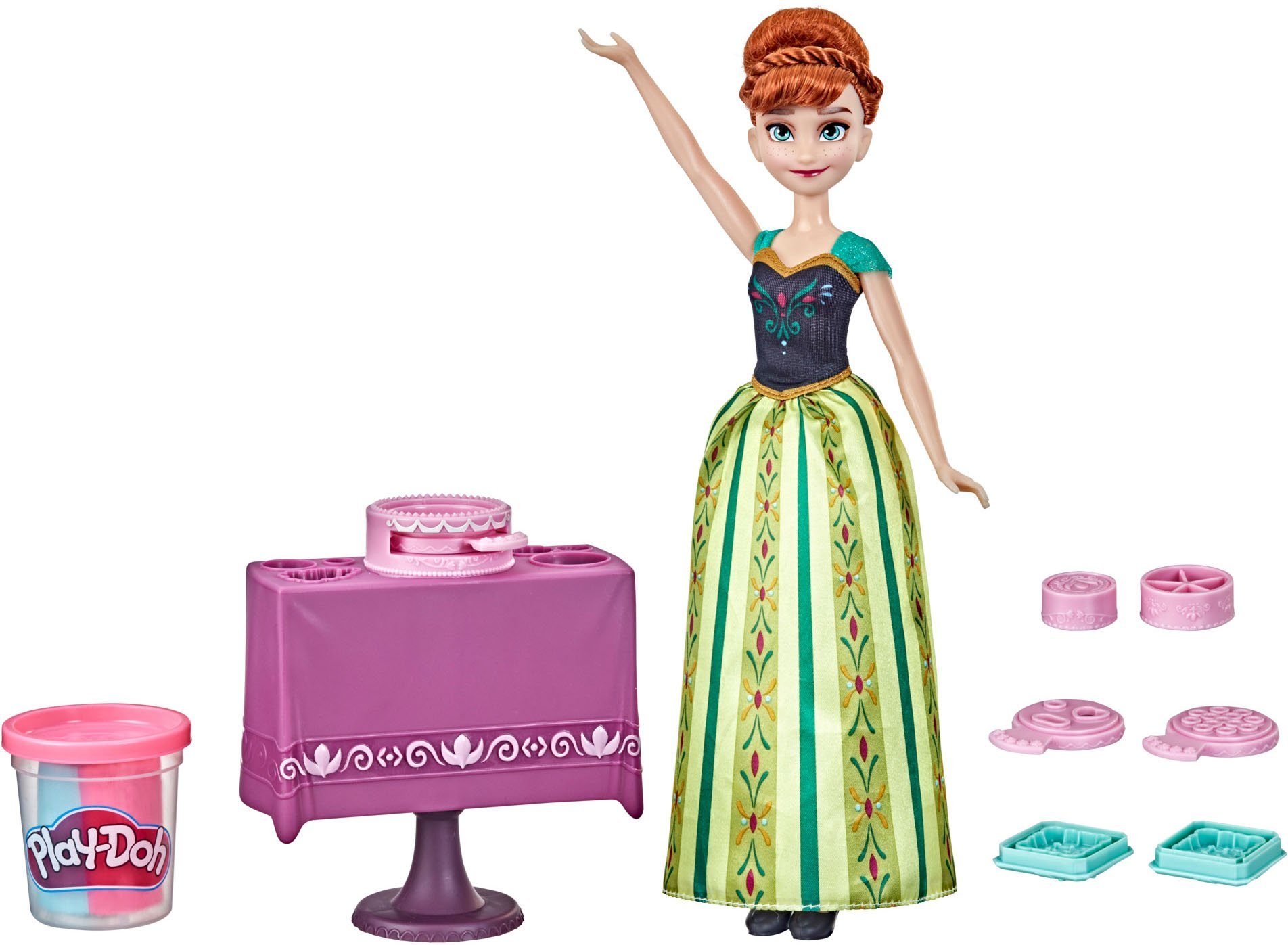 Hasbro Anziehpuppe Disney Die Eiskönigin, Annas Tortenzauber, mit  zweifarbiger Play-Doh Knete