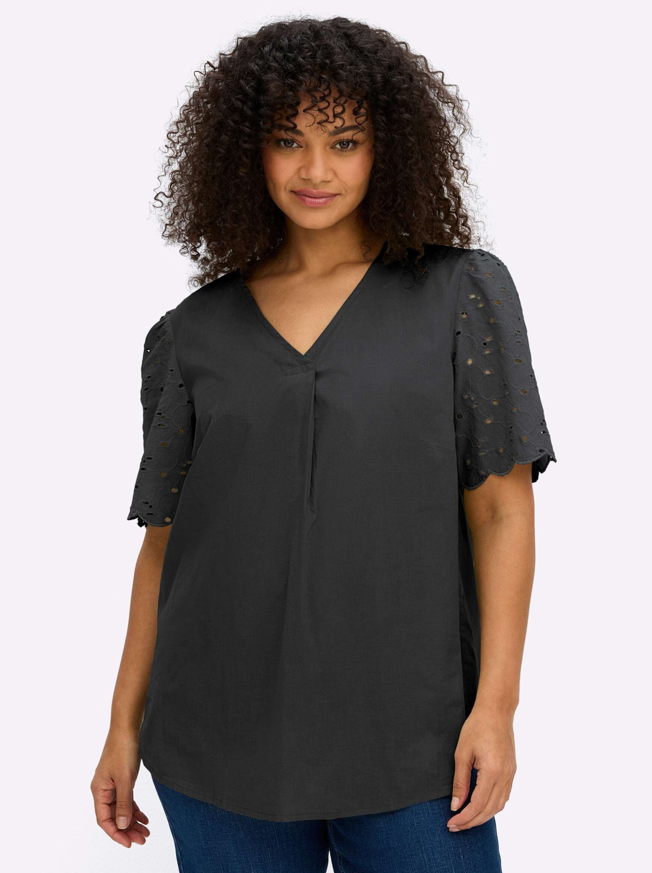 Sheego Klassische Bluse Kurzarmbluse Kurzarm