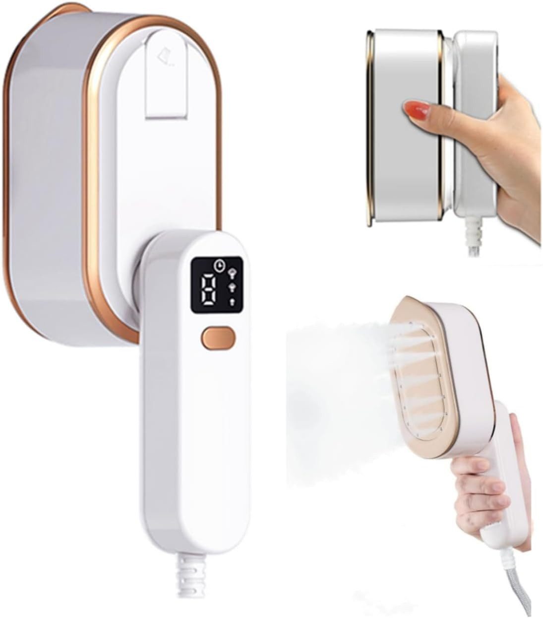 AURIVION Dampfbürste Dampfbürste Dampfglätter, 1200 W 10 Sekunden, 1200 W, Vorheizen Sterilisieren, Intelligente Digitalanzeige Dampfbürste