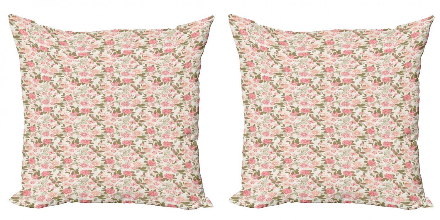 Digitaldruck, Doppelseitiger (2 Rosa Modern Accent Kissenbezüge Abakuhaus Jahrgang Chrysantheme-Blumen Stück),
